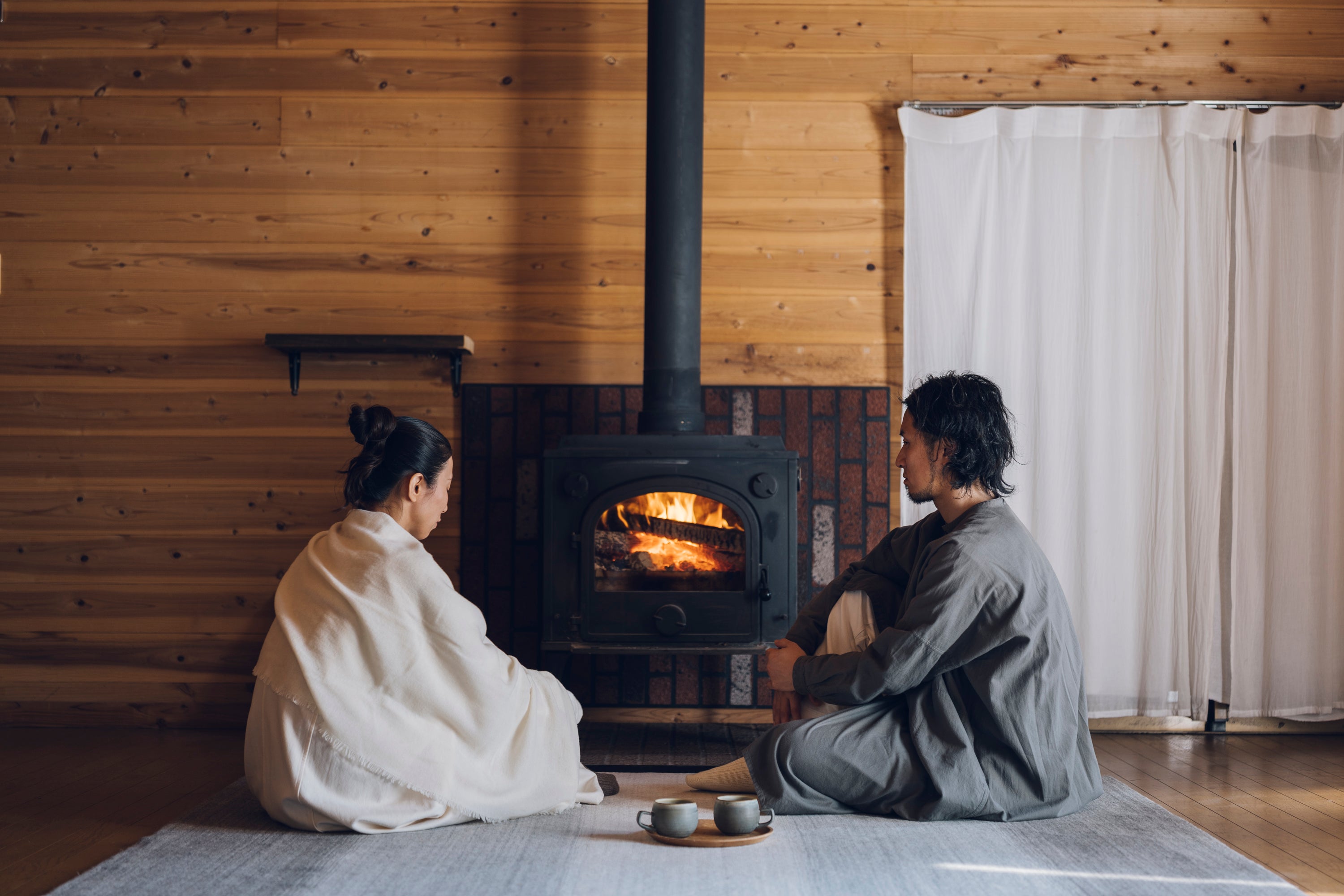 ［越前ワンピース］オーガニックコットン・ネル / グレー（栗染め）