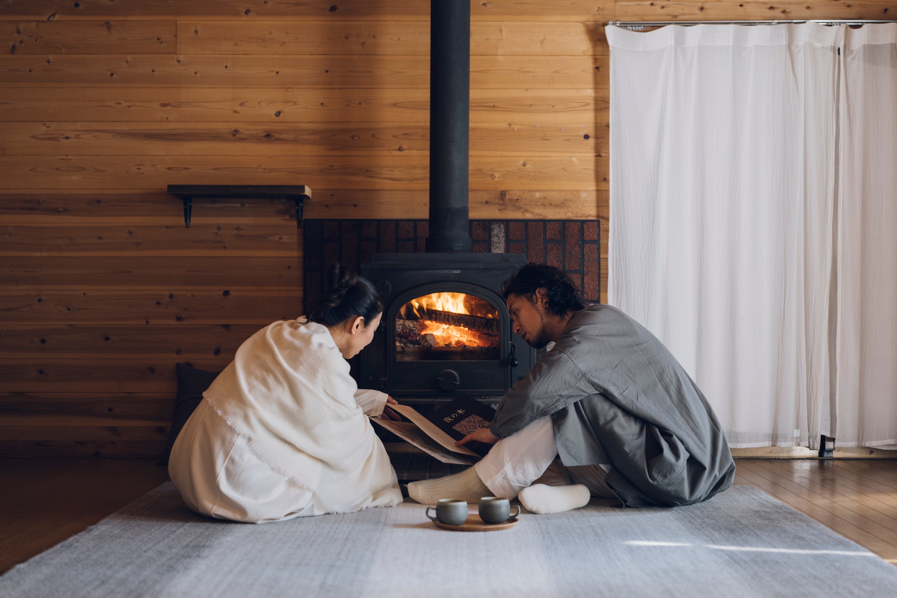 ［越前ワンピース］オーガニックコットン・ネル / グレー（栗染め）