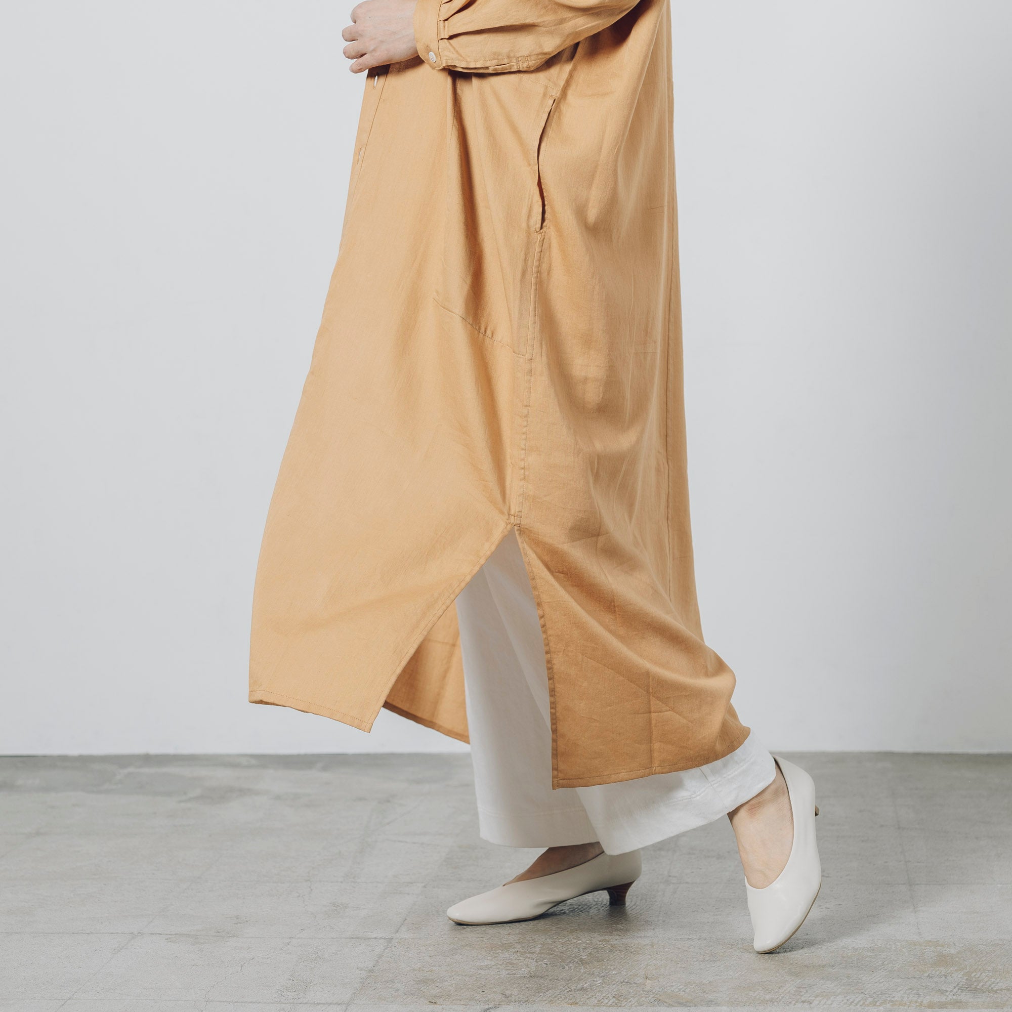 [Echizen One-piece] Maxi length/organic cotton/Akaso orange