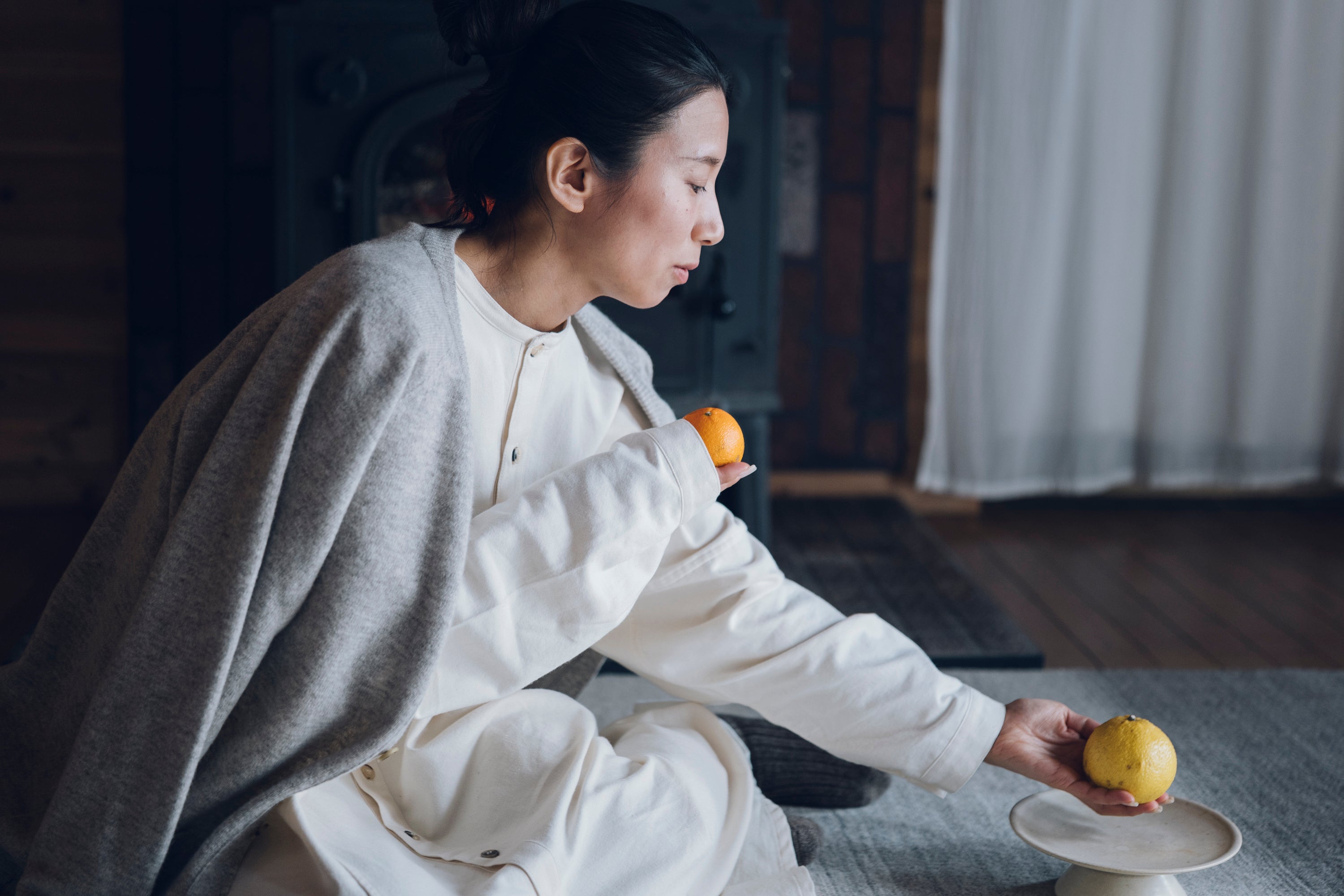 ［越前ワンピース］オーガニックコットン・ネル/生成り