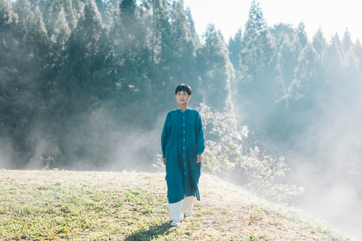 [Echizen One-piece] Linen/Indigo blue