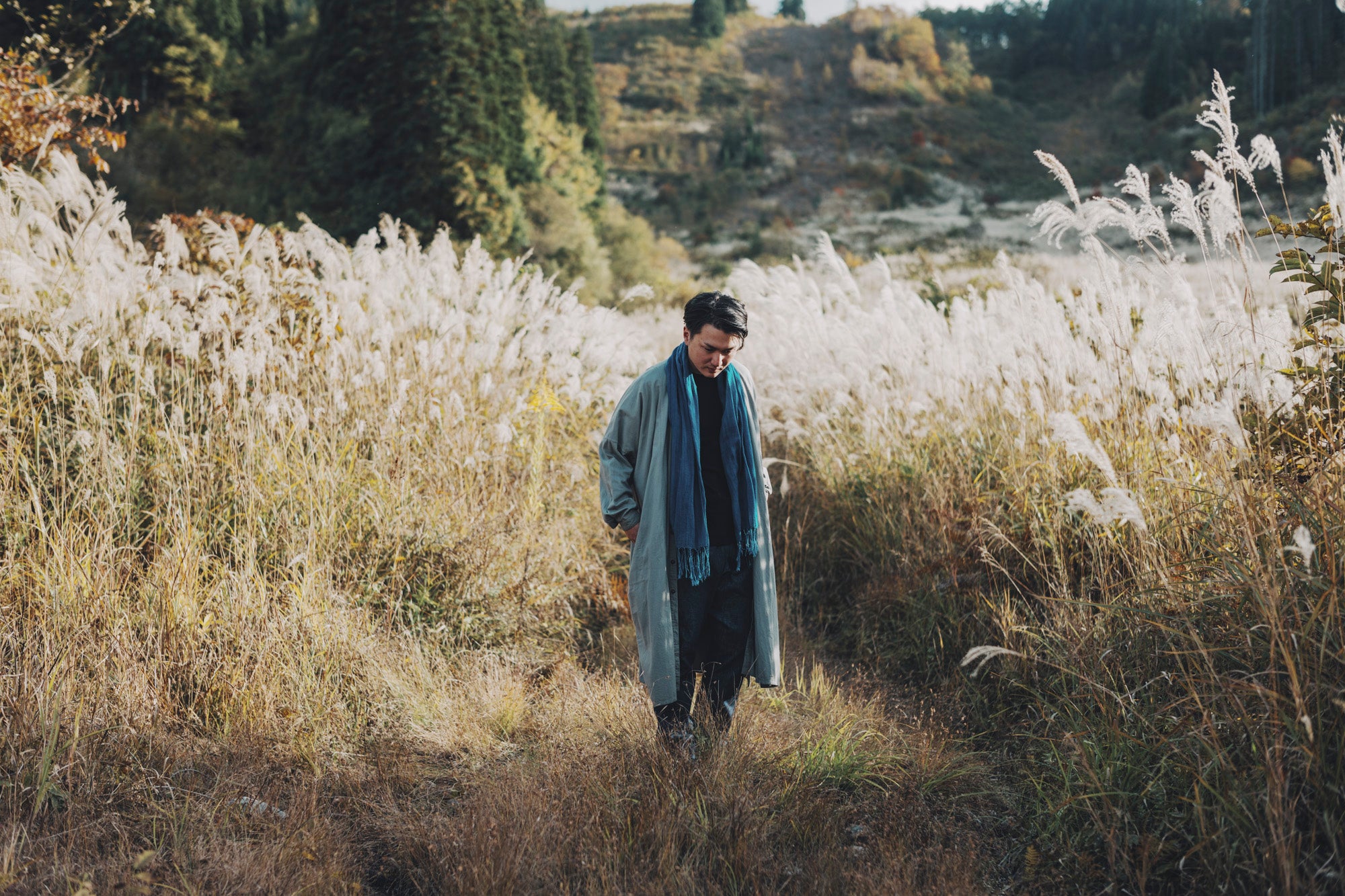 ［越前ワンピース］オーガニックコットン・ネル / グレー（栗染め）