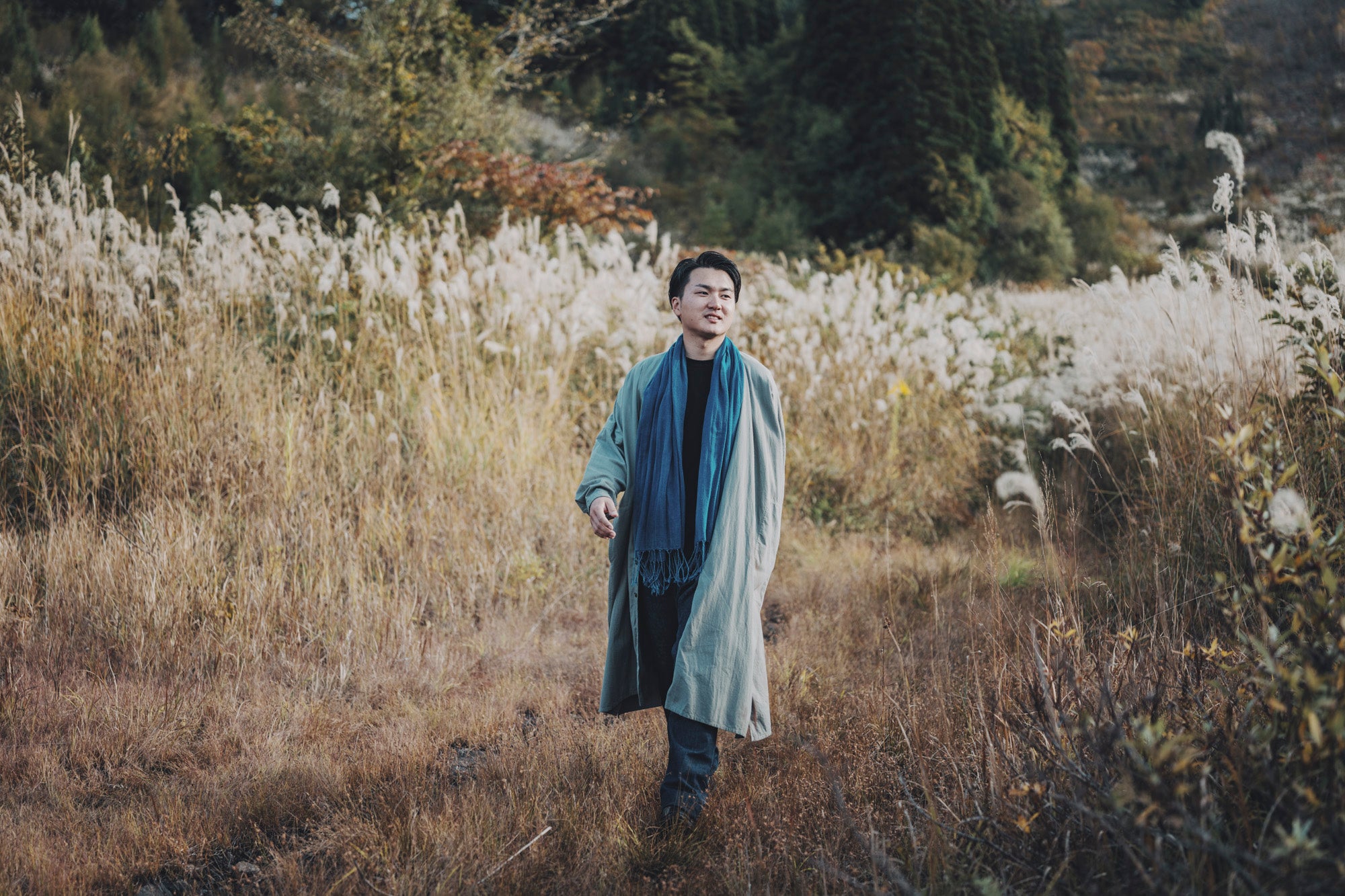 ［越前ワンピース］オーガニックコットン・ネル / グレー（栗染め）