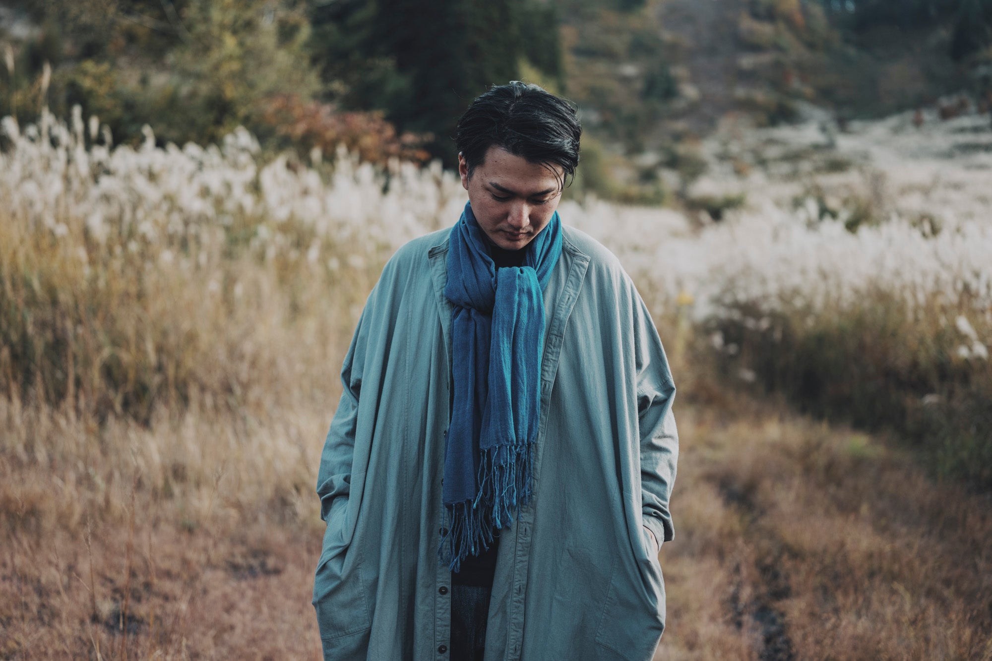 ［越前ワンピース］オーガニックコットン・ネル / グレー（栗染め）