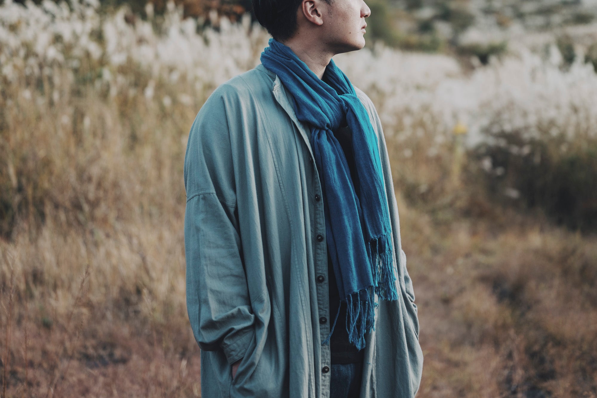 ［越前ワンピース］オーガニックコットン・ネル / グレー（栗染め）