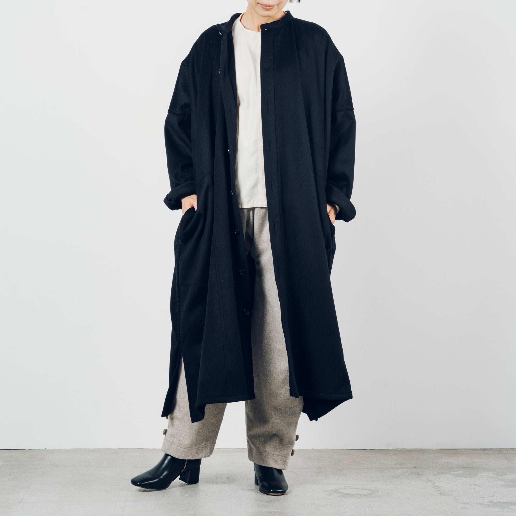 [Echizen Coat] Rescue Wool Cashmere / Black