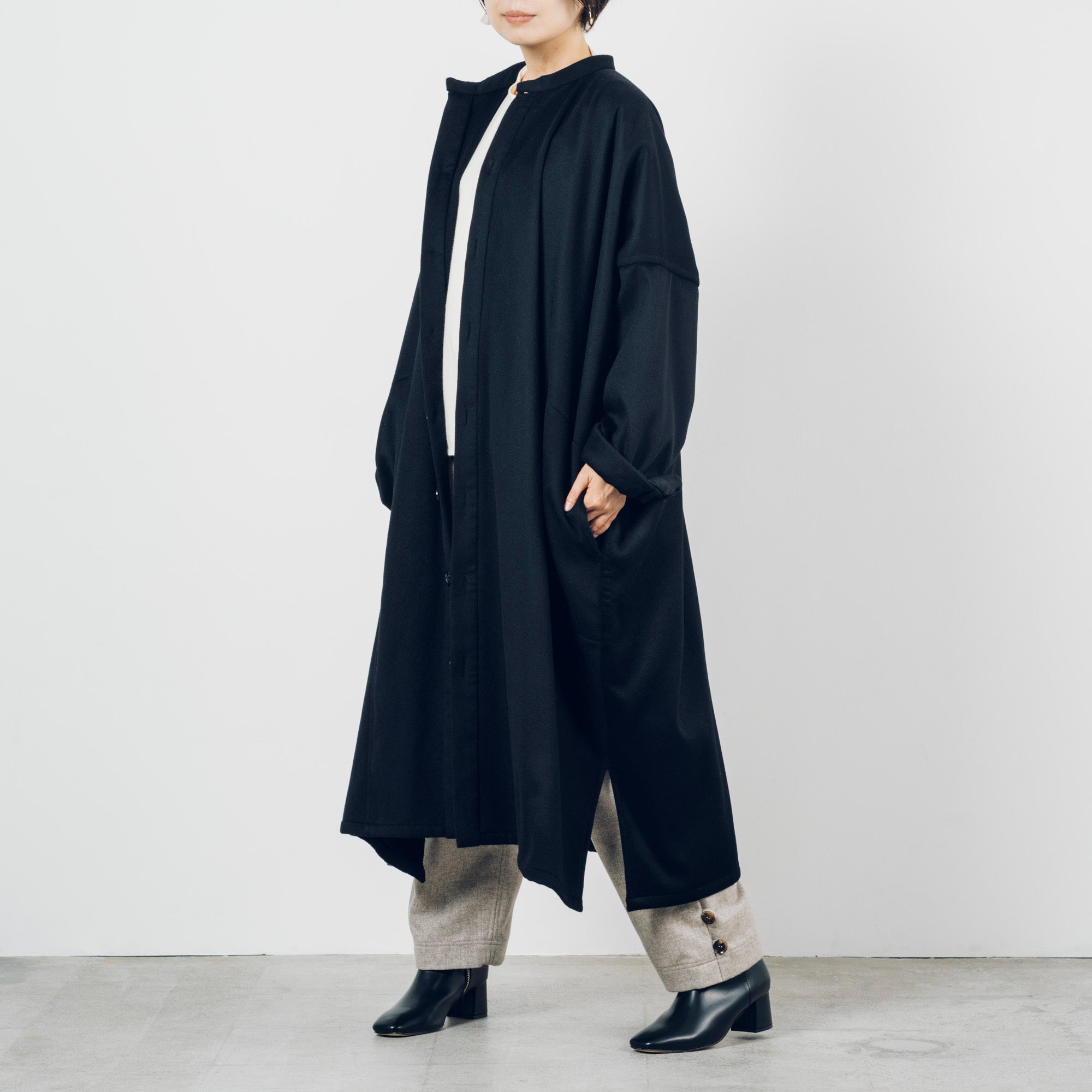 [Echizen Coat] Rescue Wool Cashmere / Black