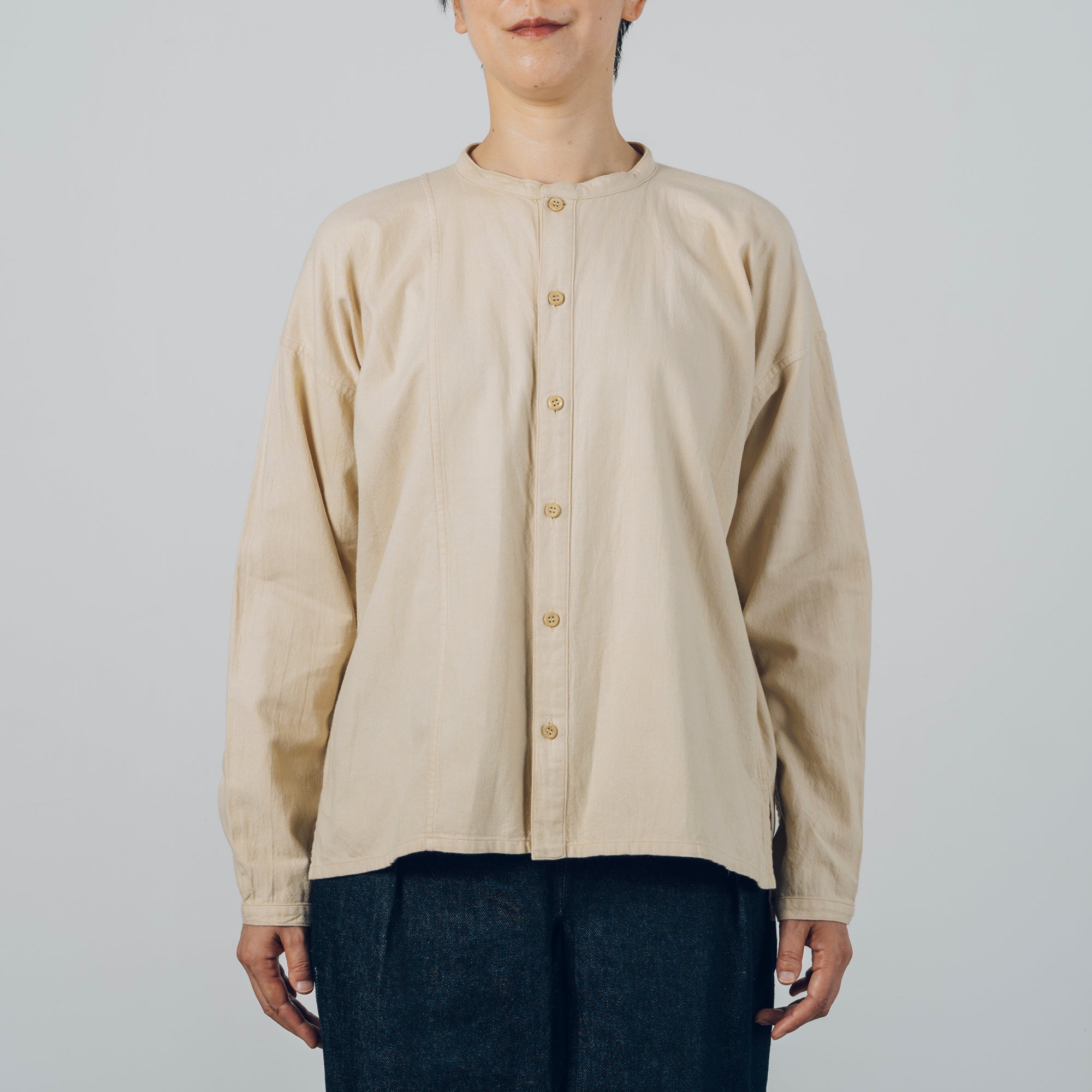 [Echizen Shirt] Organic cotton flannel / beige (marigold dyed)