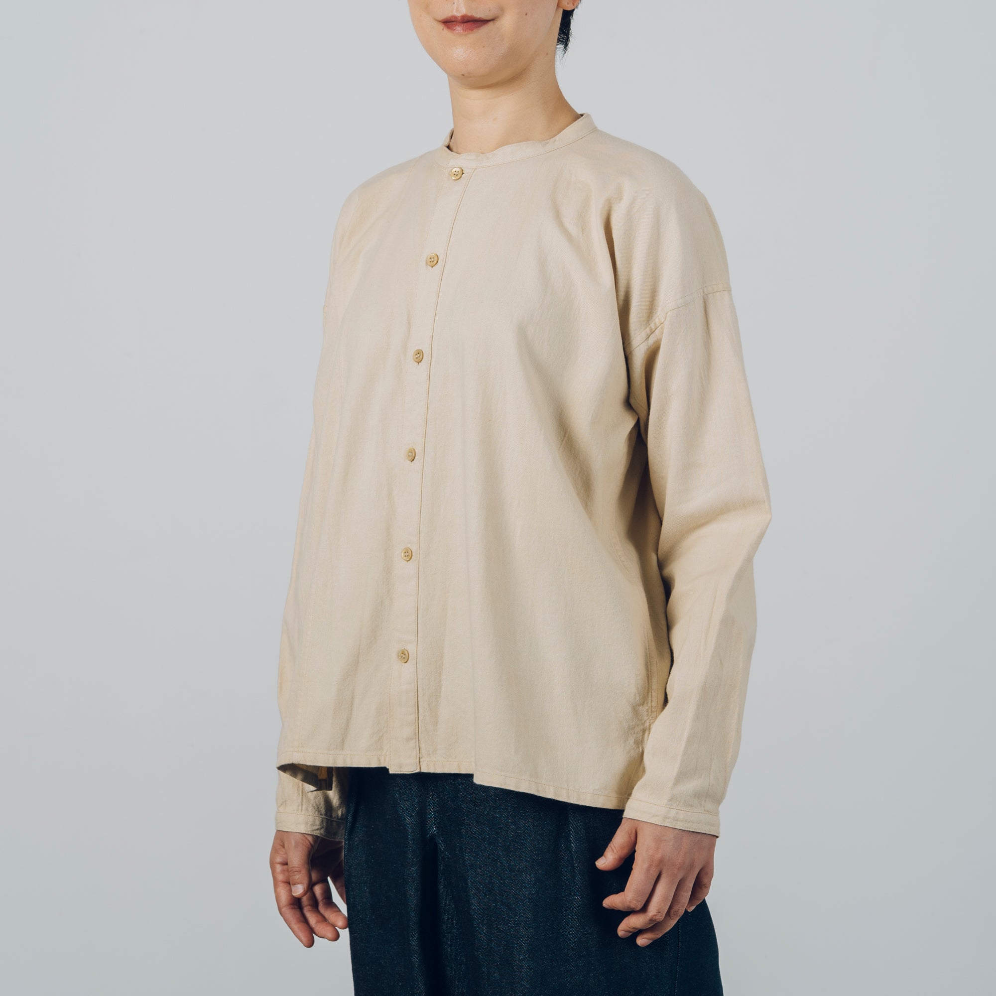 [Echizen Shirt] Organic cotton flannel / beige (marigold dyed)