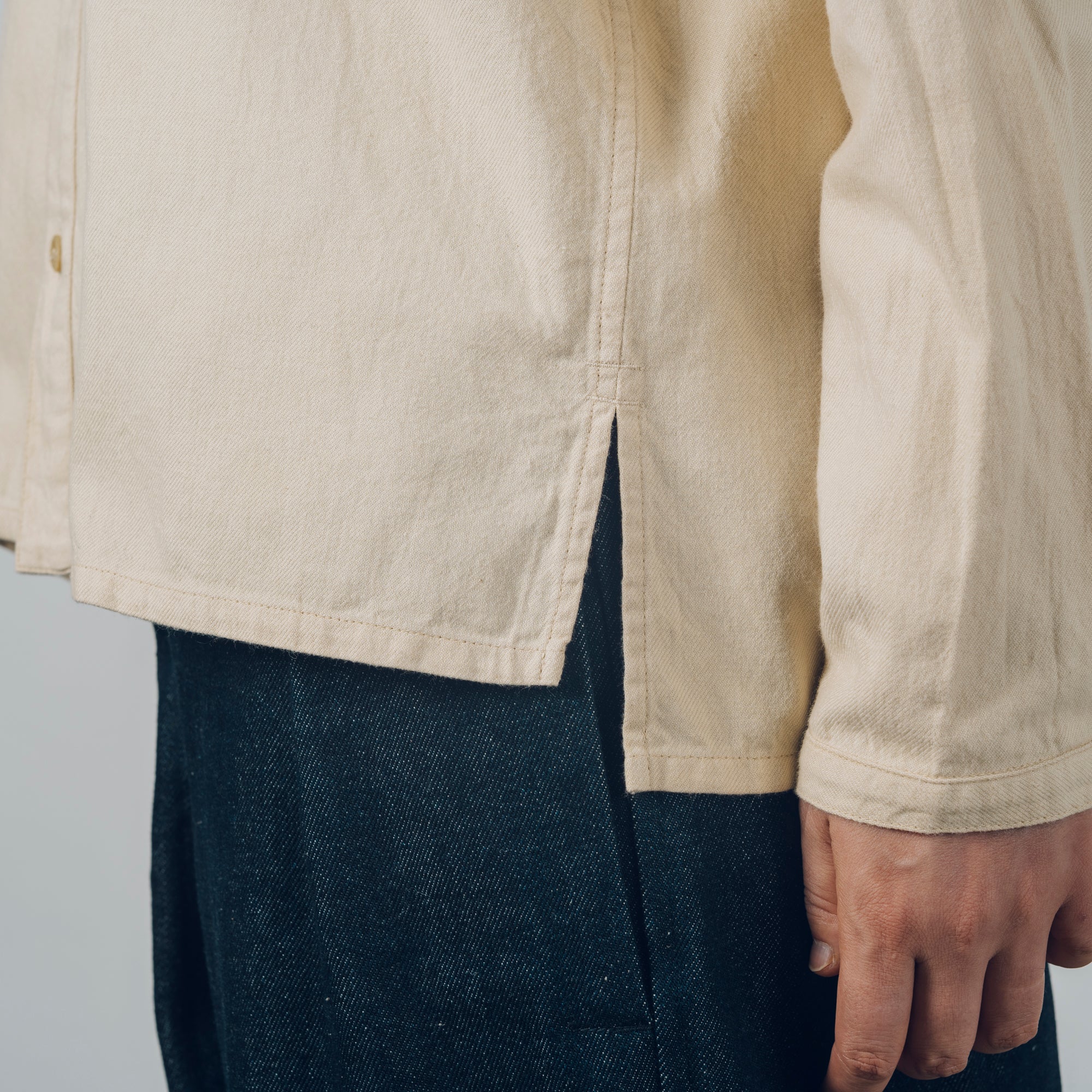 [Echizen Shirt] Organic cotton flannel / beige (marigold dyed)