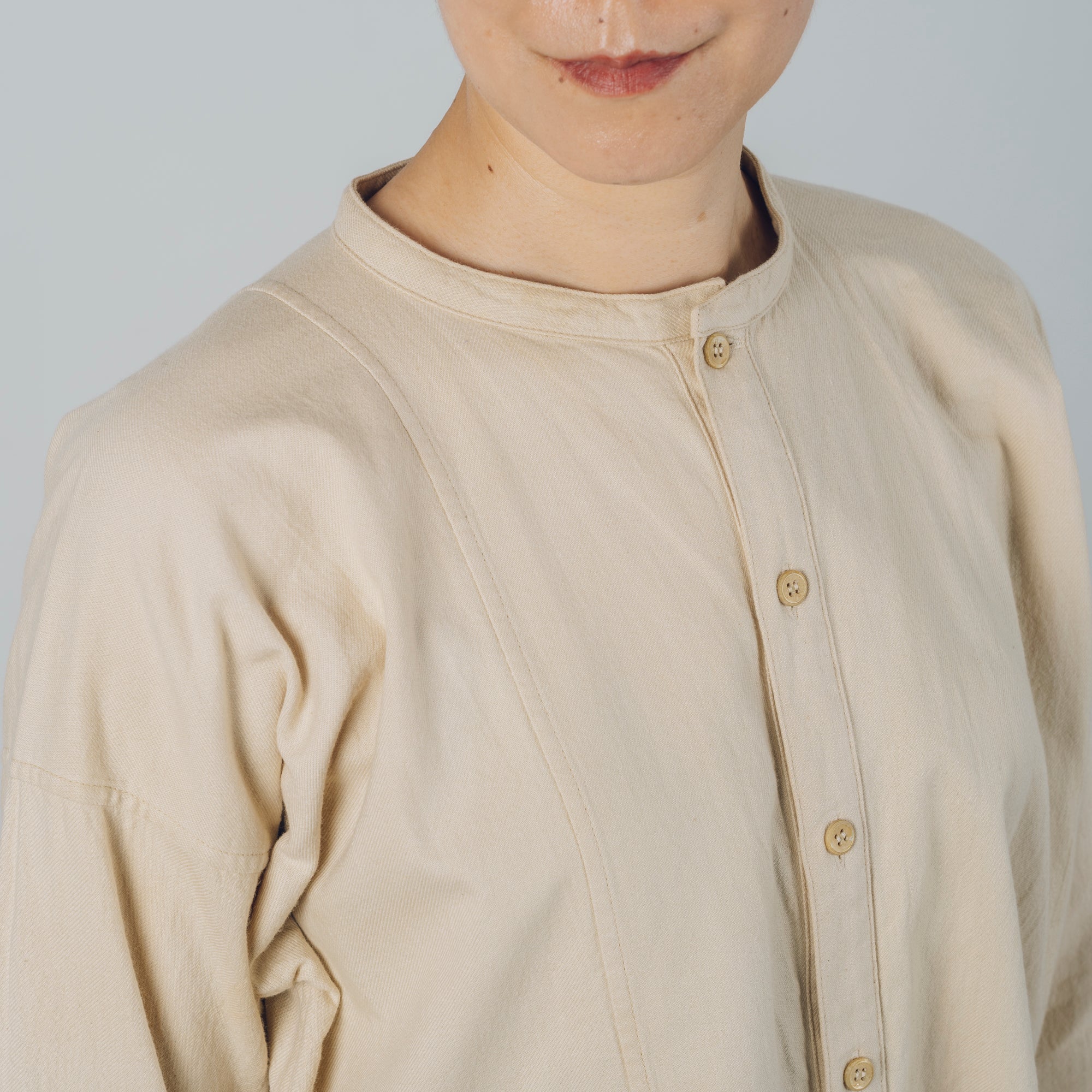 [Echizen Shirt] Organic cotton flannel / beige (marigold dyed)