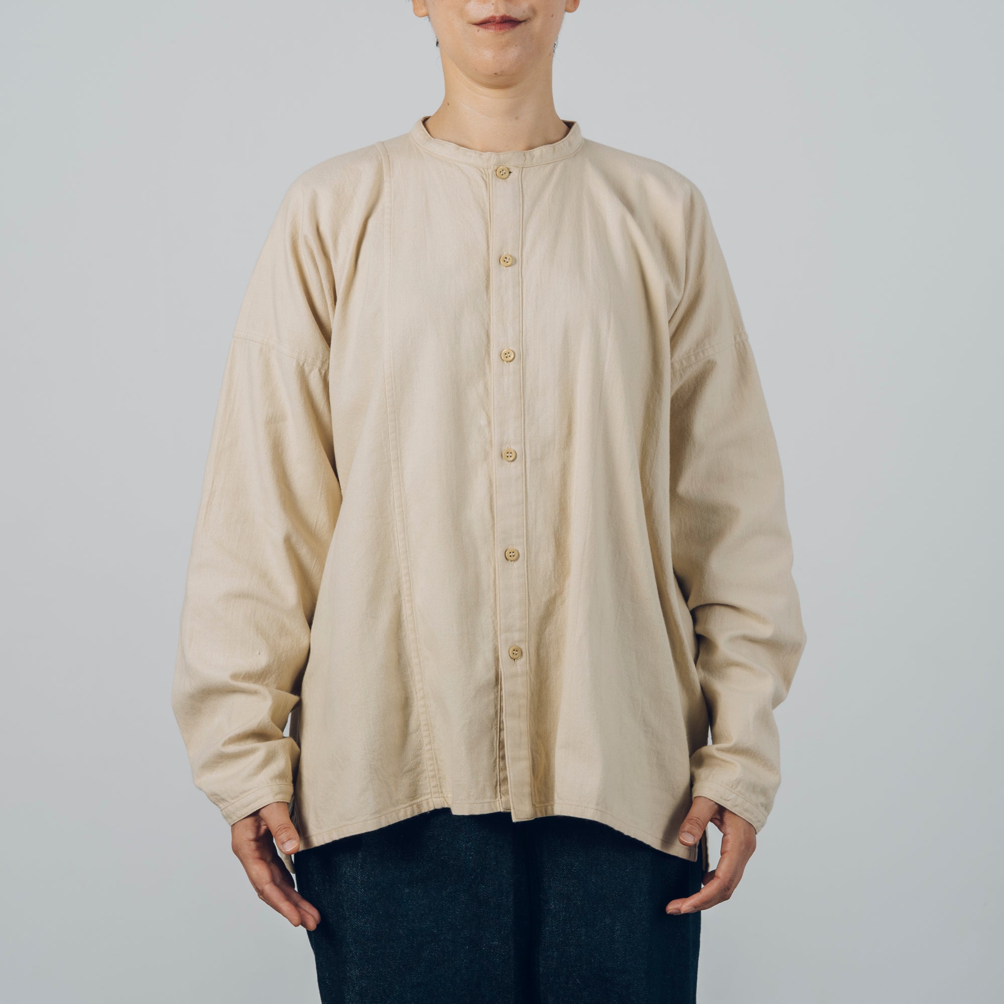 [Echizen Shirt] Organic cotton flannel / beige (marigold dyed)