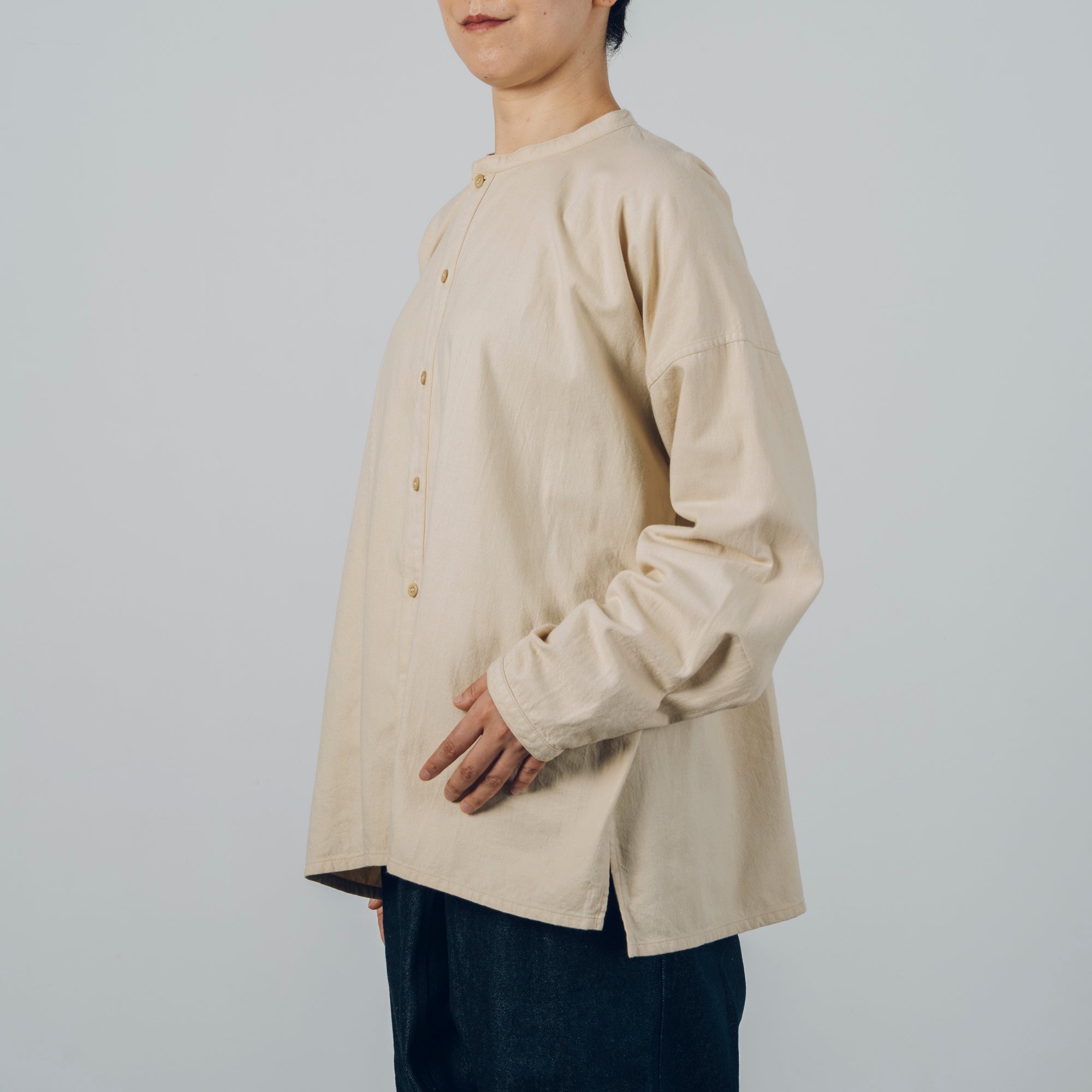 [Echizen Shirt] Organic cotton flannel / beige (marigold dyed)
