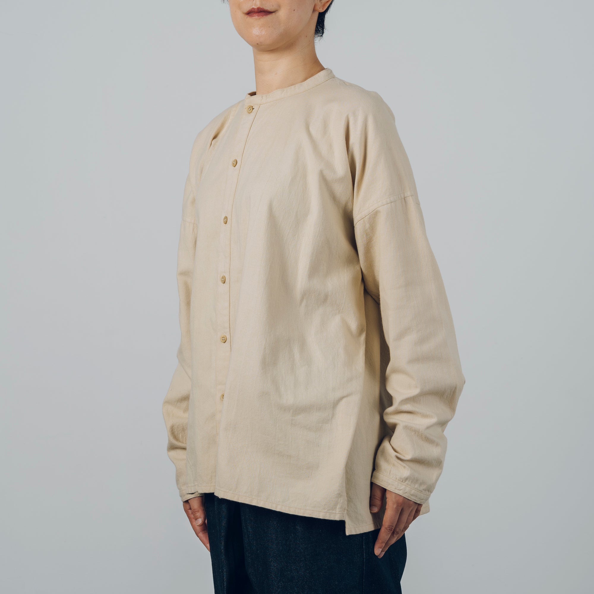 [Echizen Shirt] Organic cotton flannel / beige (marigold dyed)