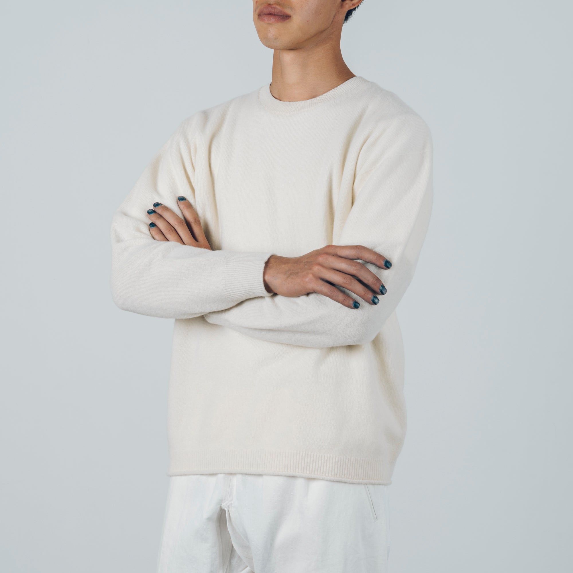 クルーネックセーター］メリノウール / タスマニアホワイトsize2