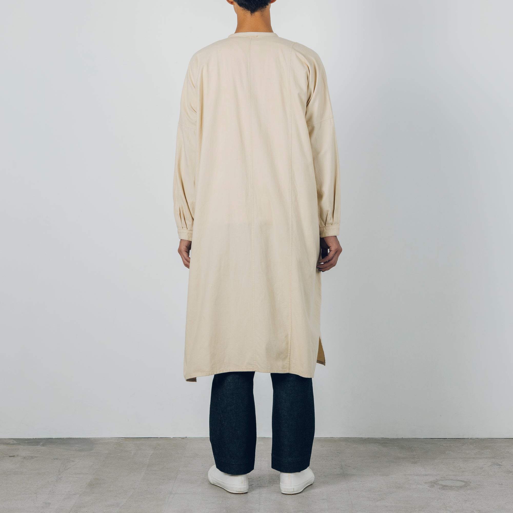 [Echizen One-piece dress] Organic cotton flannel / khaki beige (marigold dyed)