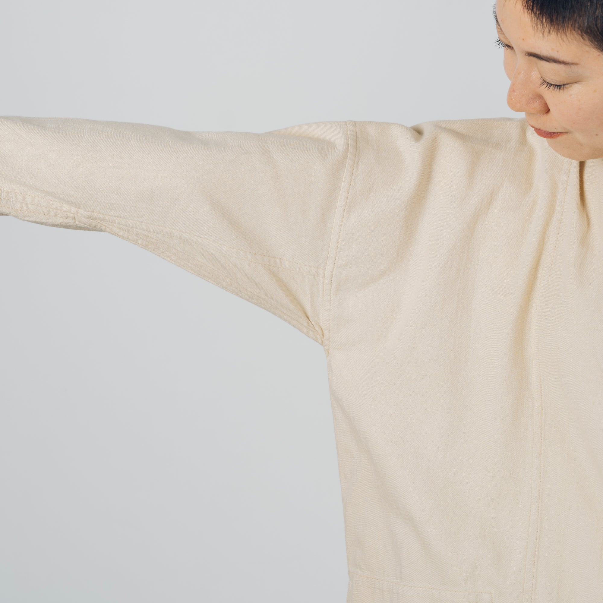 [Echizen One-piece dress] Organic cotton flannel / khaki beige (marigold dyed)