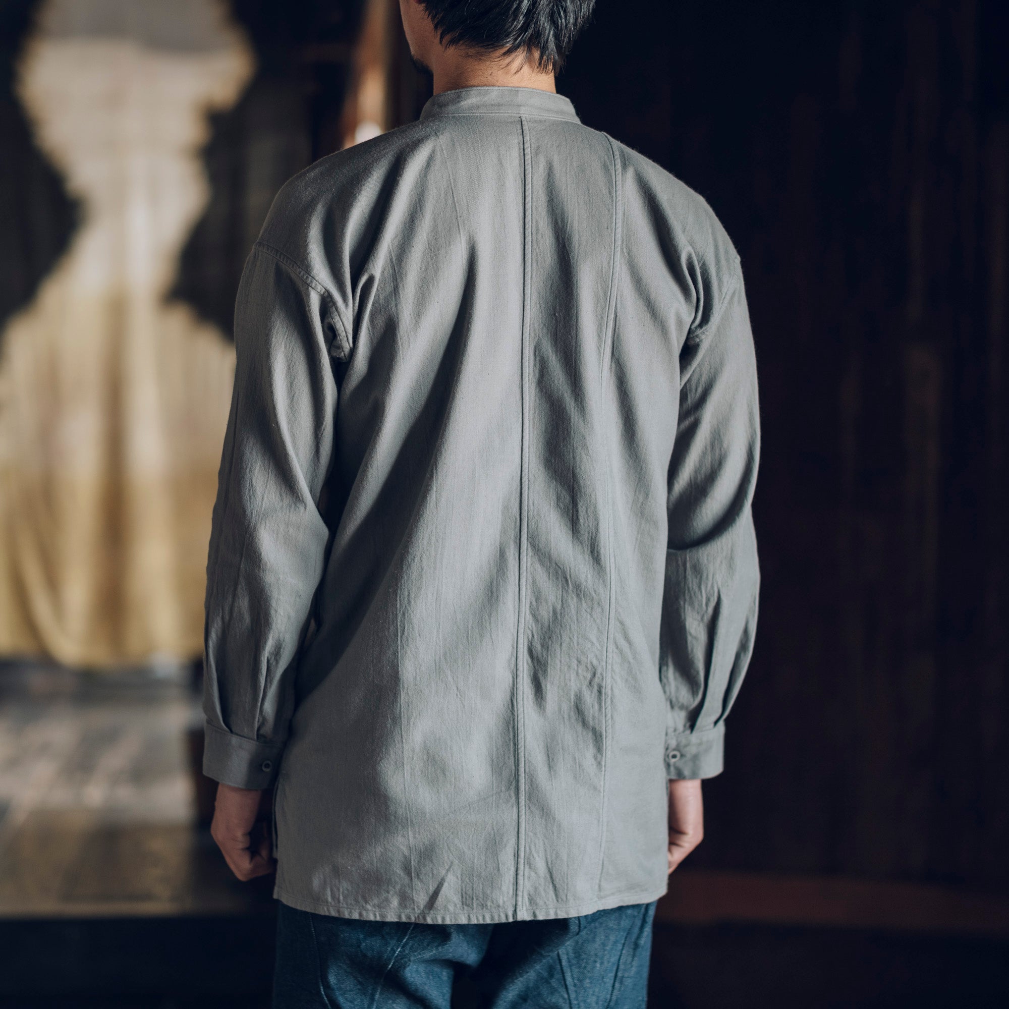 [Echizen Shirt] Organic cotton flannel / gray (chestnut dyed)