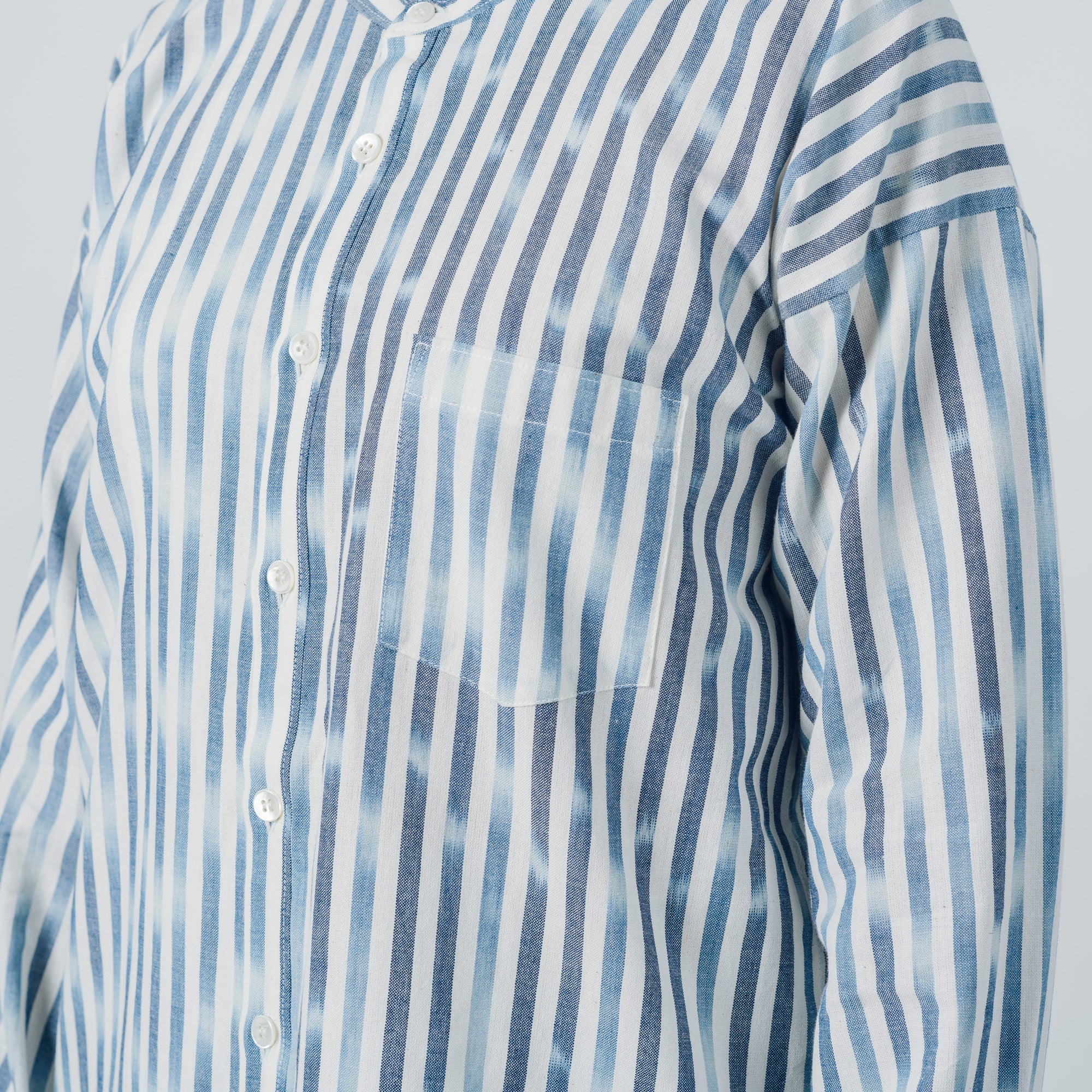 Advance reservation [Echizen shirt, long length] Kurume Kasuri, indigo-dyed stripes (cotton)