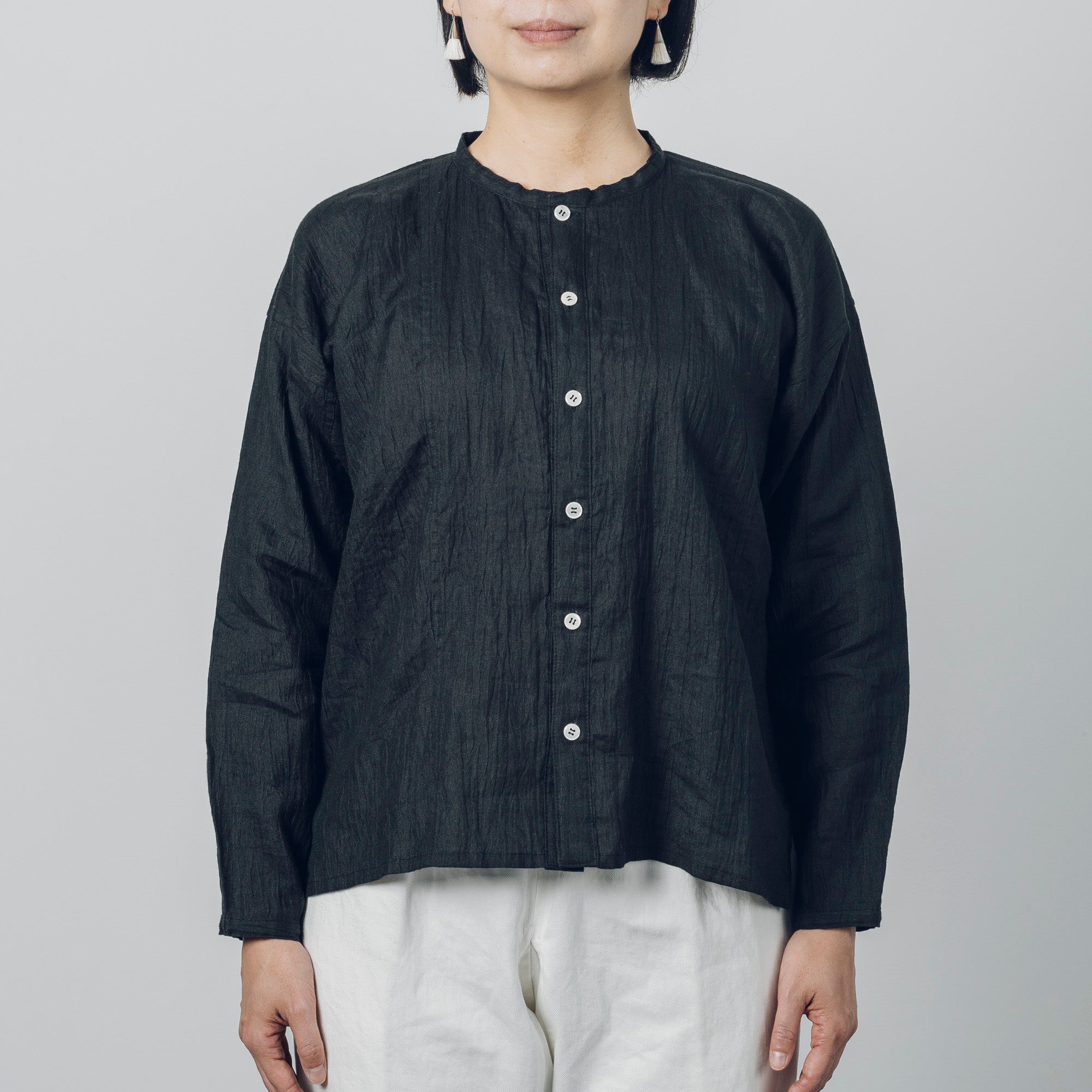 Advance reservation [Echizen shirt short length] Ramie (linen) / Shinnosuke Jofu