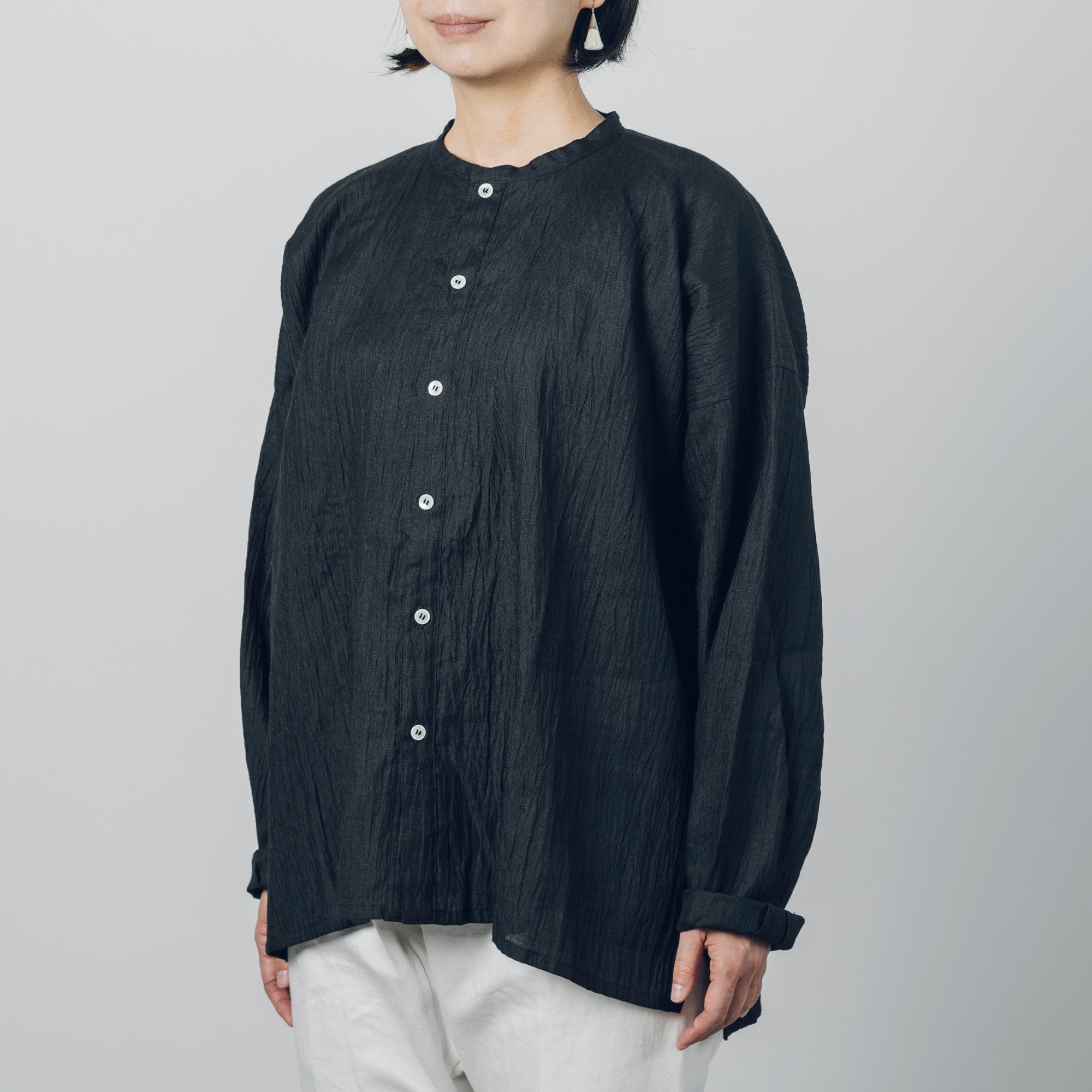 Advance reservation [Echizen shirt short length] Ramie (linen) / Shinnosuke Jofu