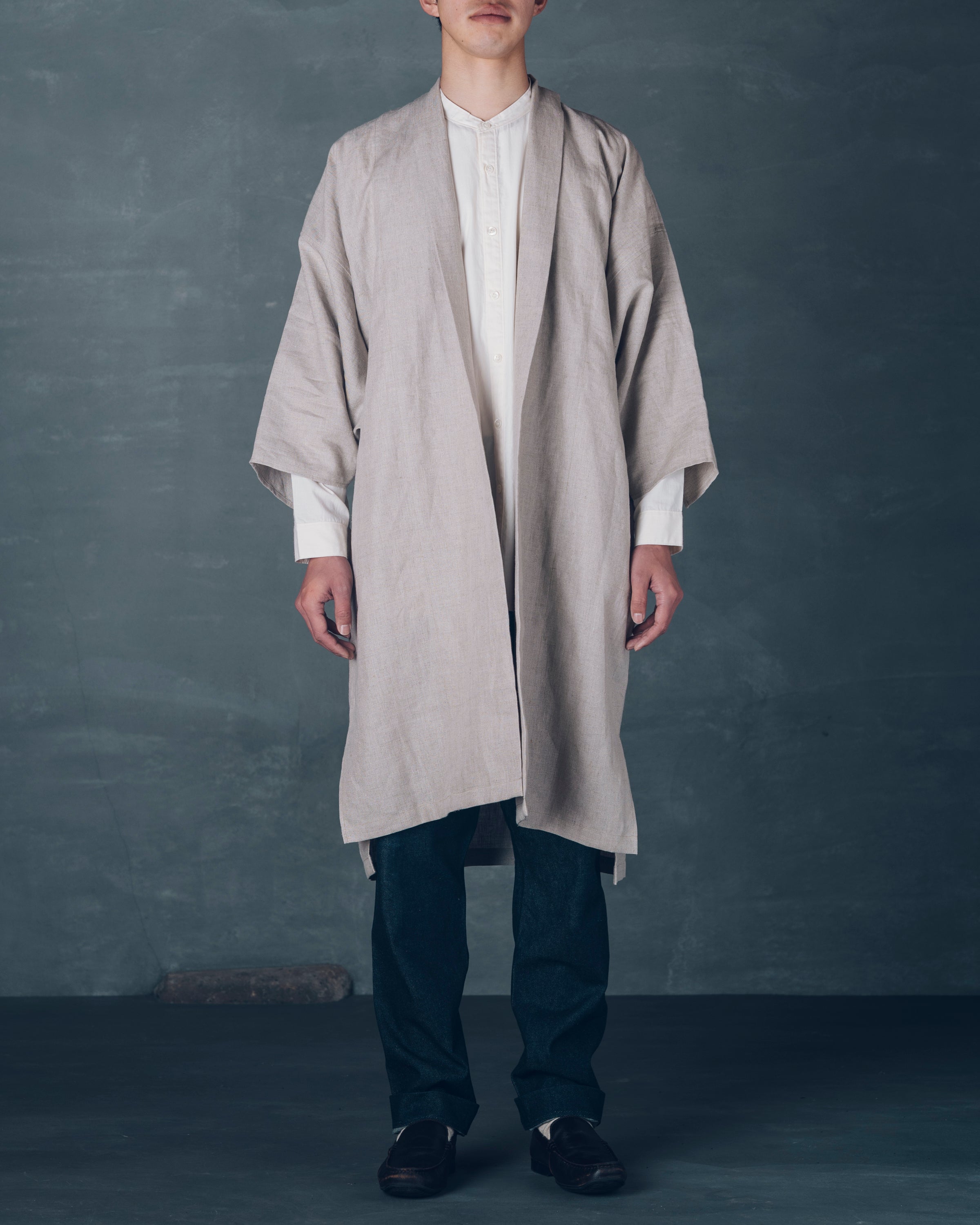 [もじり袖羽織]ロング/リネン/キナリ