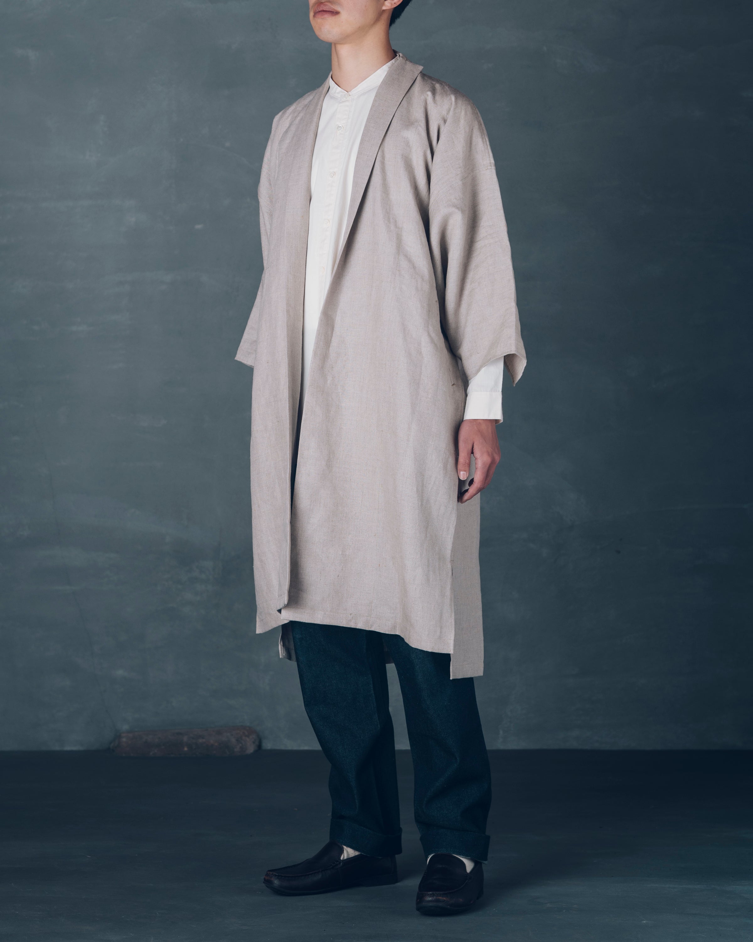 [もじり袖羽織]ロング/リネン/キナリ