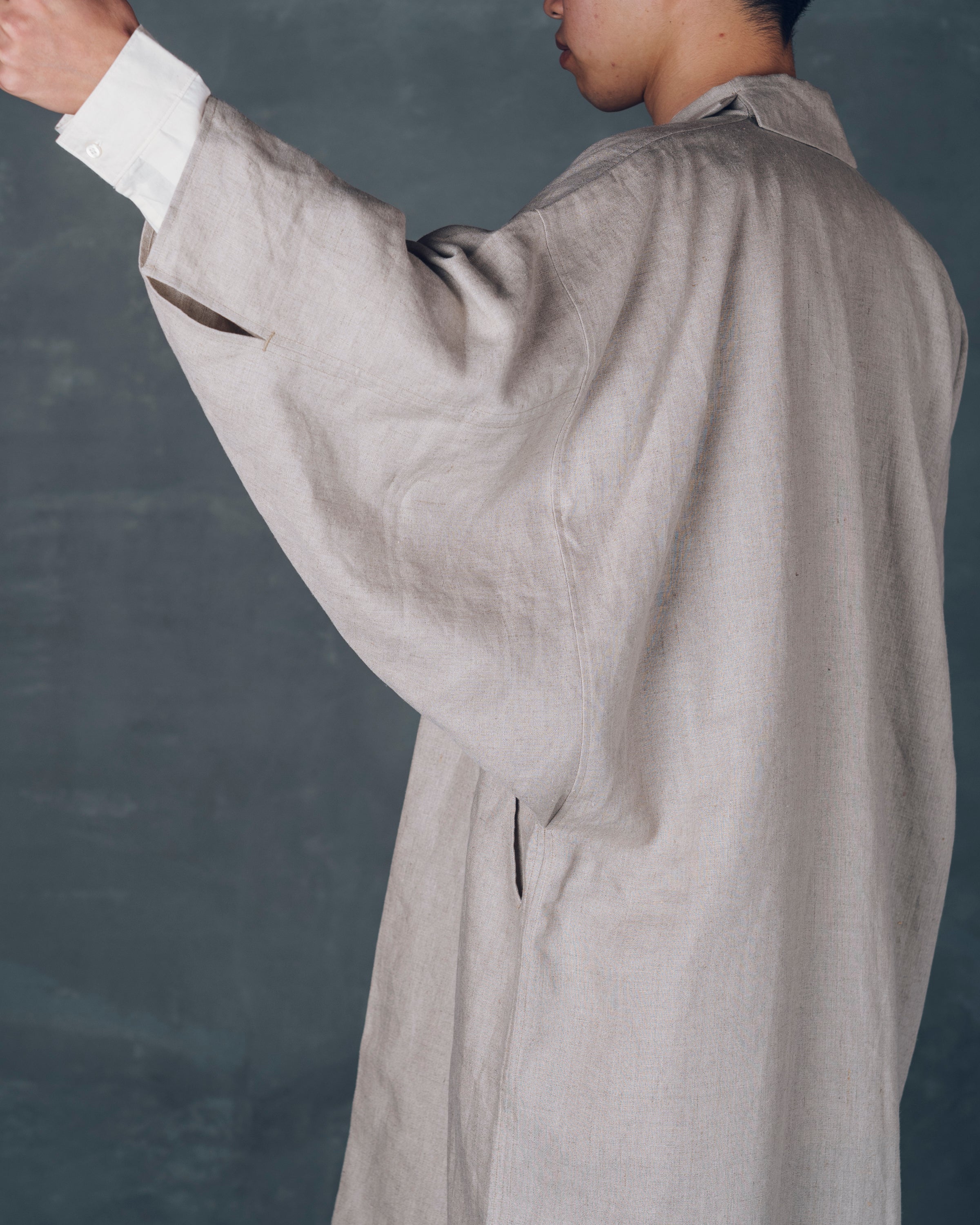 [もじり袖羽織]ロング/リネン/キナリ