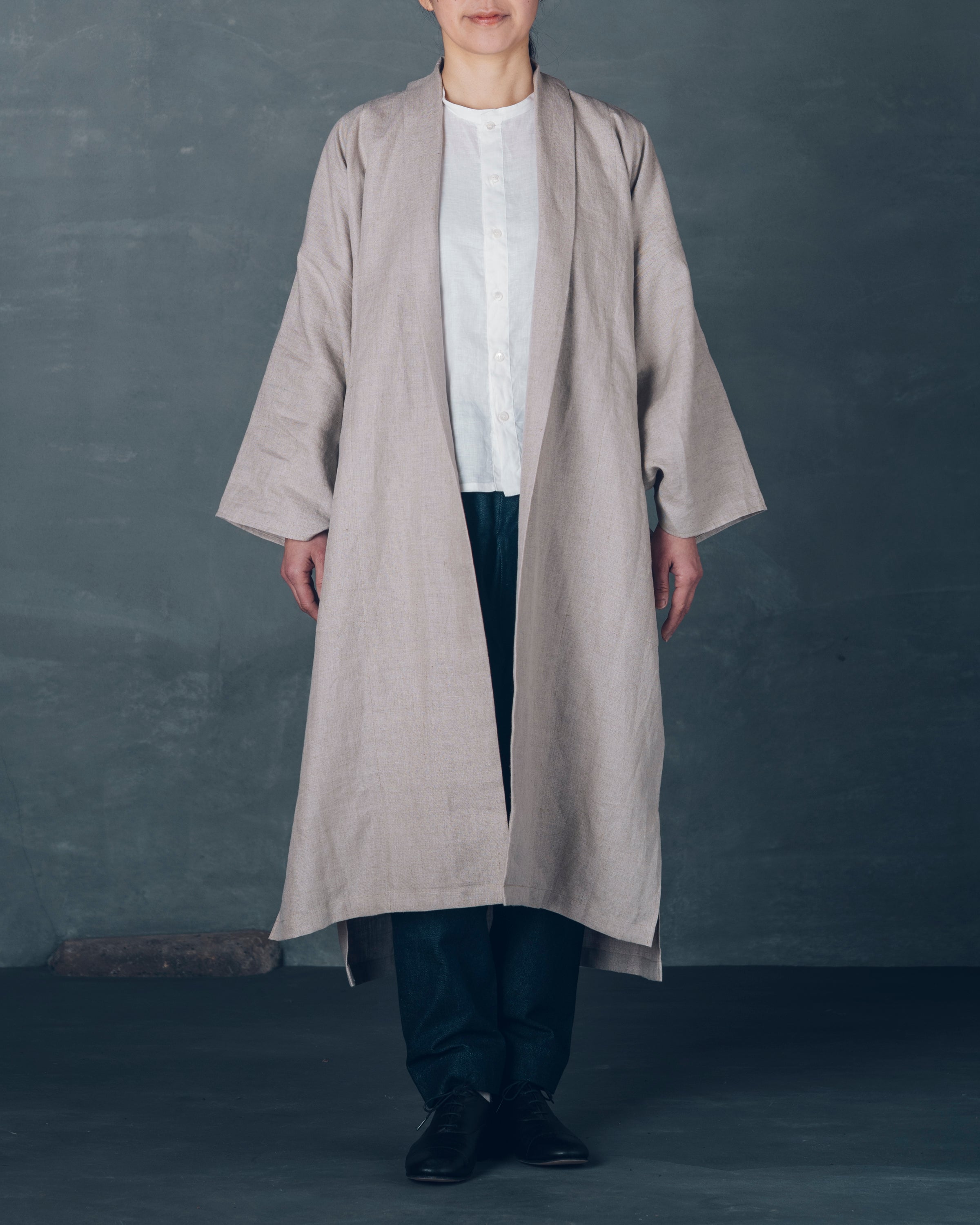 [もじり袖羽織]ロング/リネン/キナリ