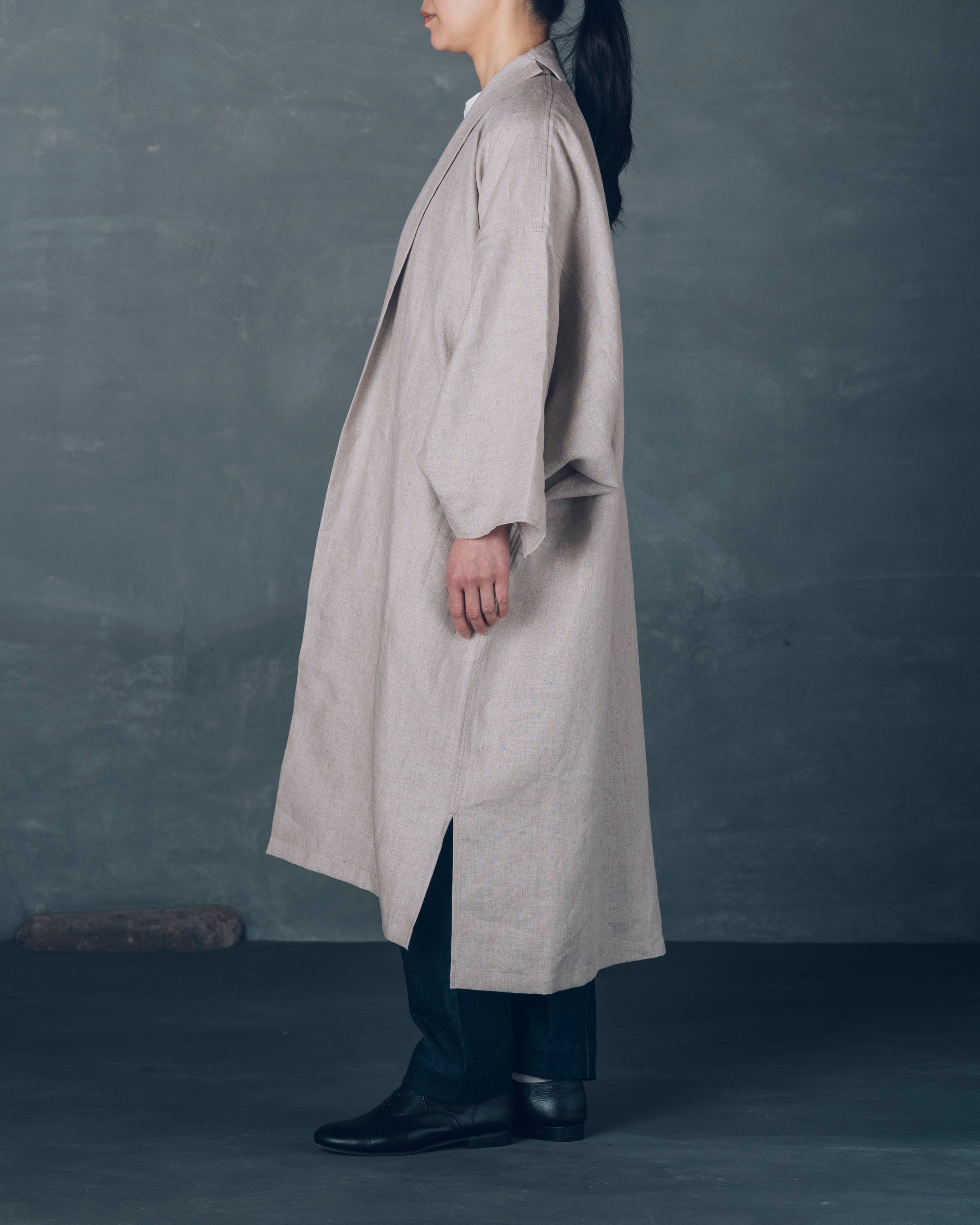 [もじり袖羽織]ロング/リネン/キナリ