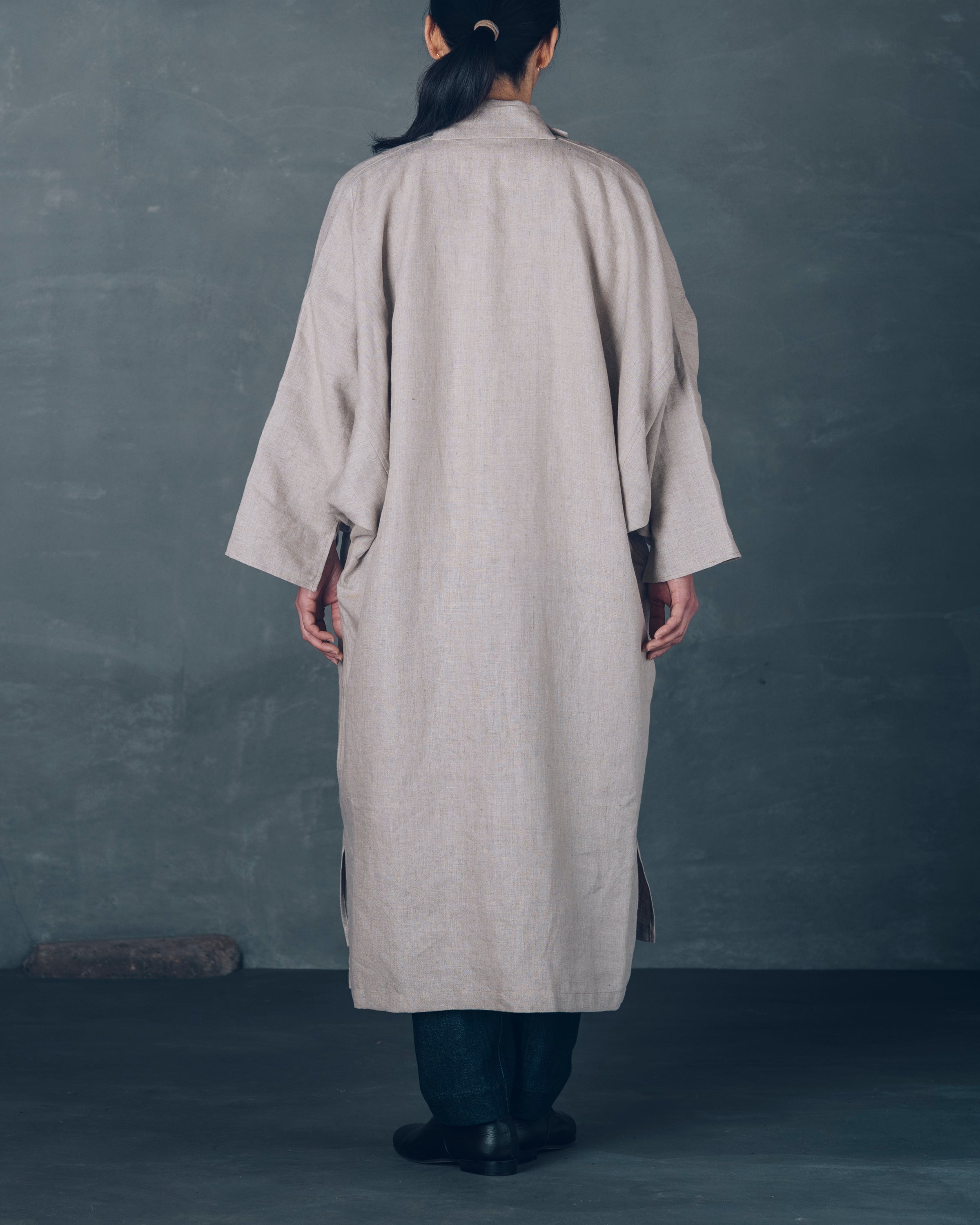 [もじり袖羽織]ロング/リネン/キナリ