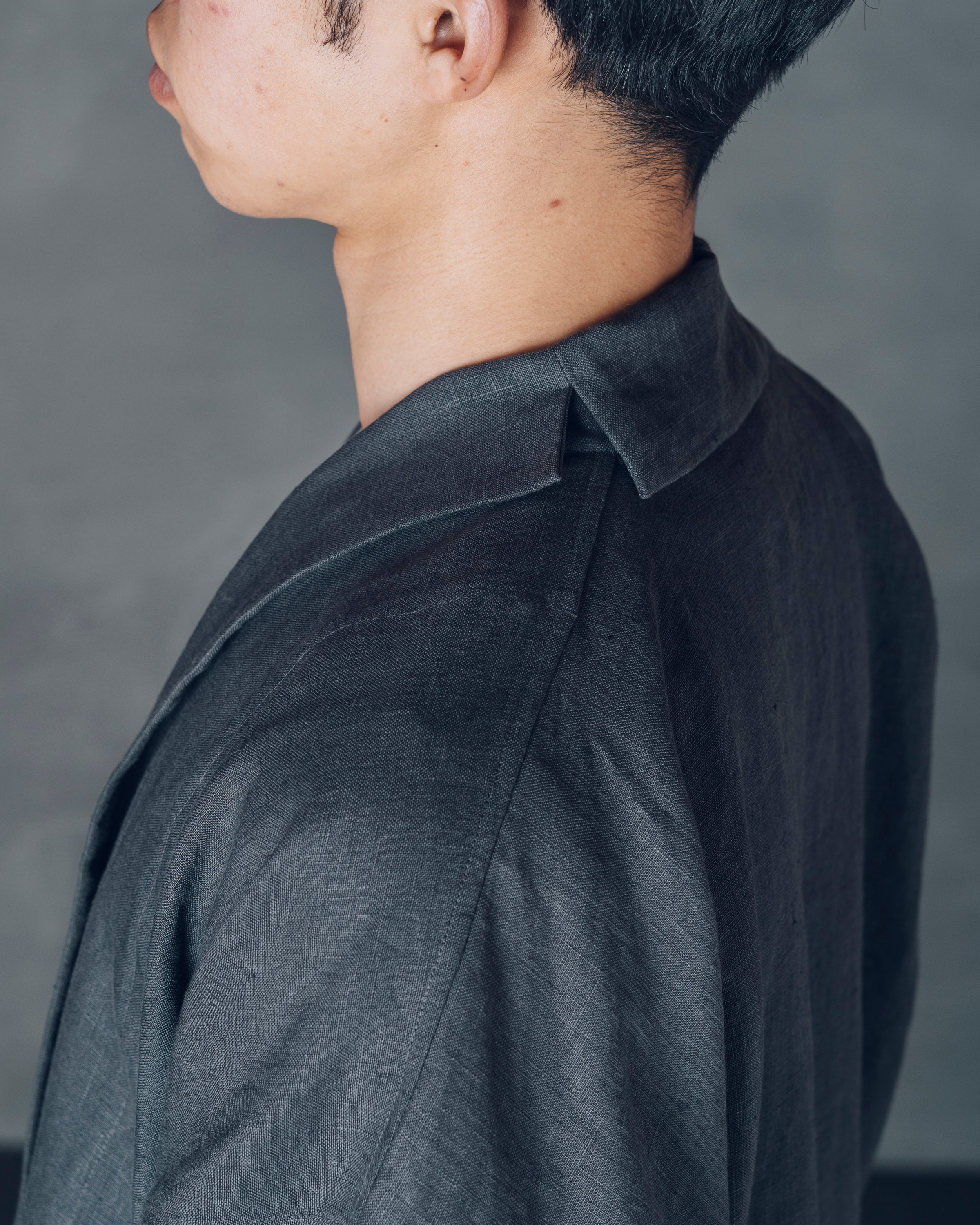 [もじり袖羽織]ロング/リネン/栗グレー