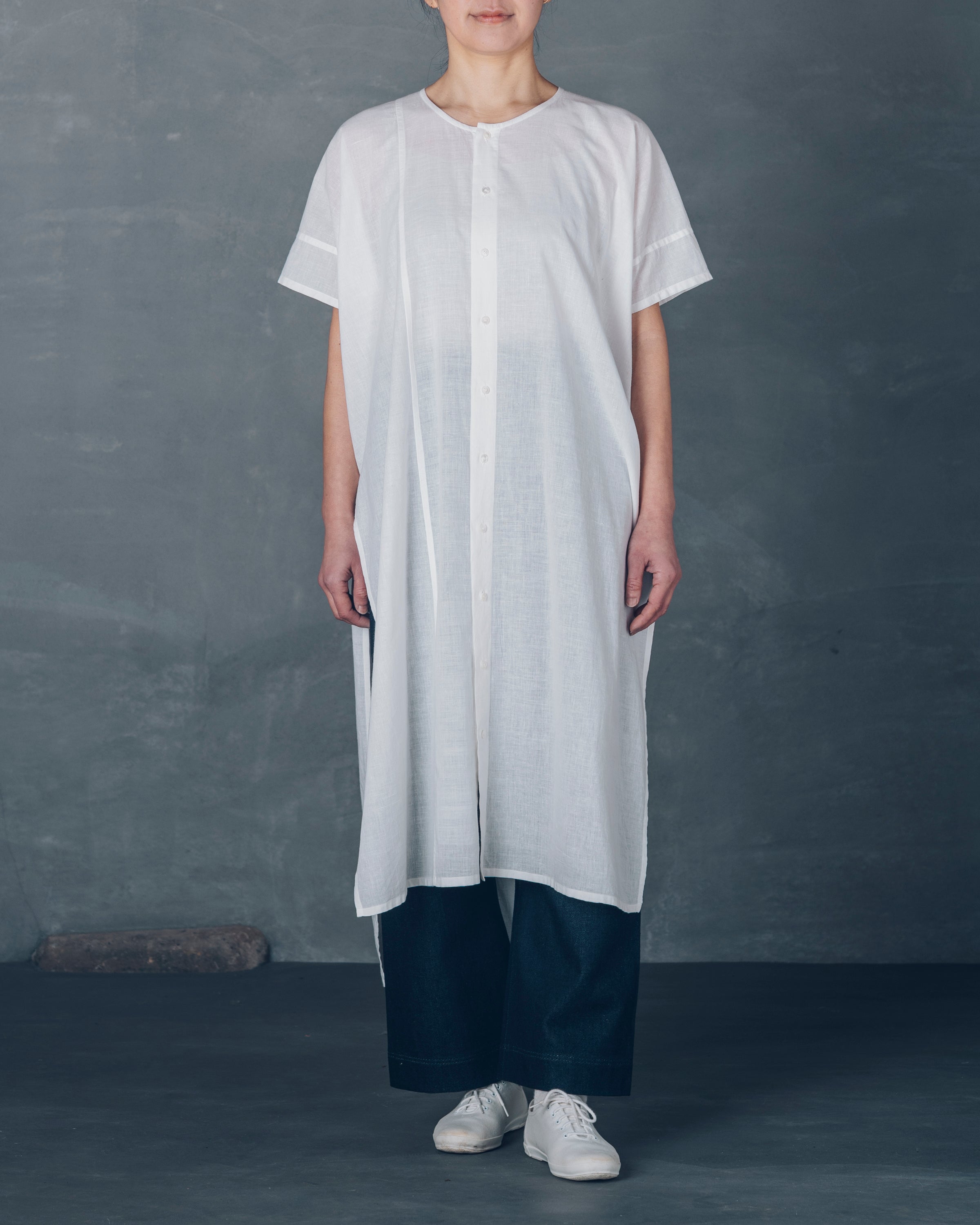 ［越前半袖ワンピース］カディコットン/ホワイト