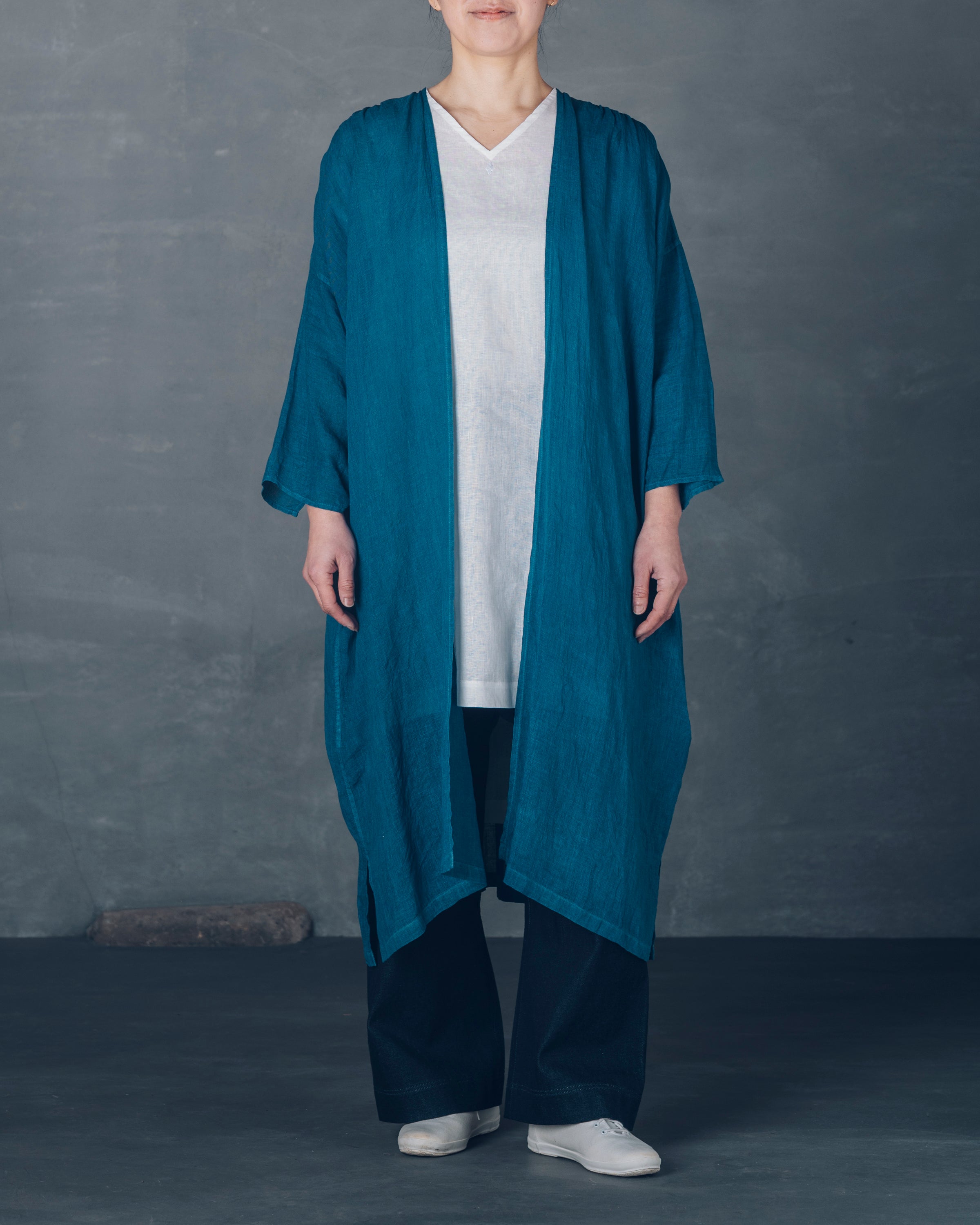 ［さっくり羽織］リネンガーゼ/いとしろ藍ダーク