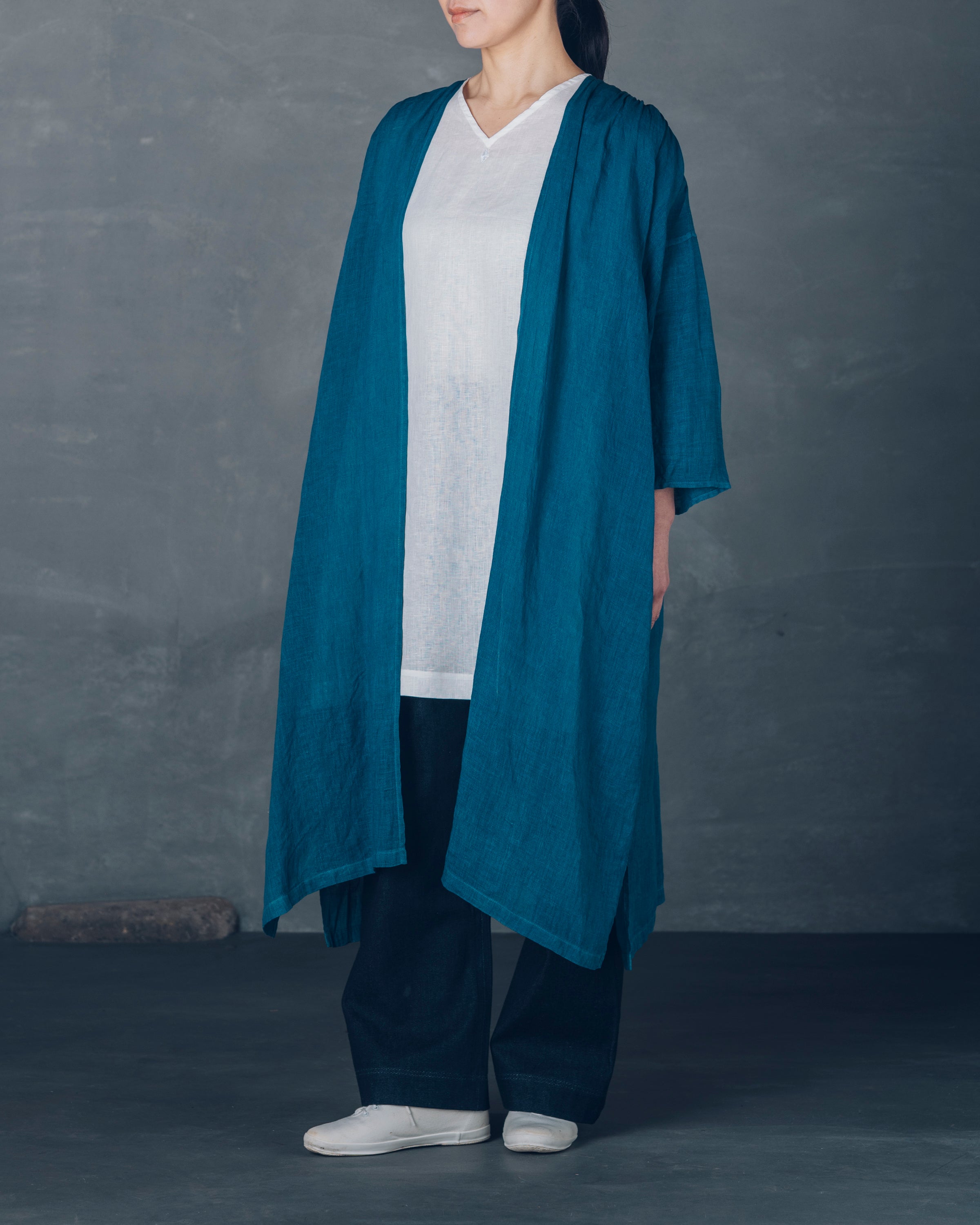 ［さっくり羽織］リネンガーゼ/いとしろ藍ダーク
