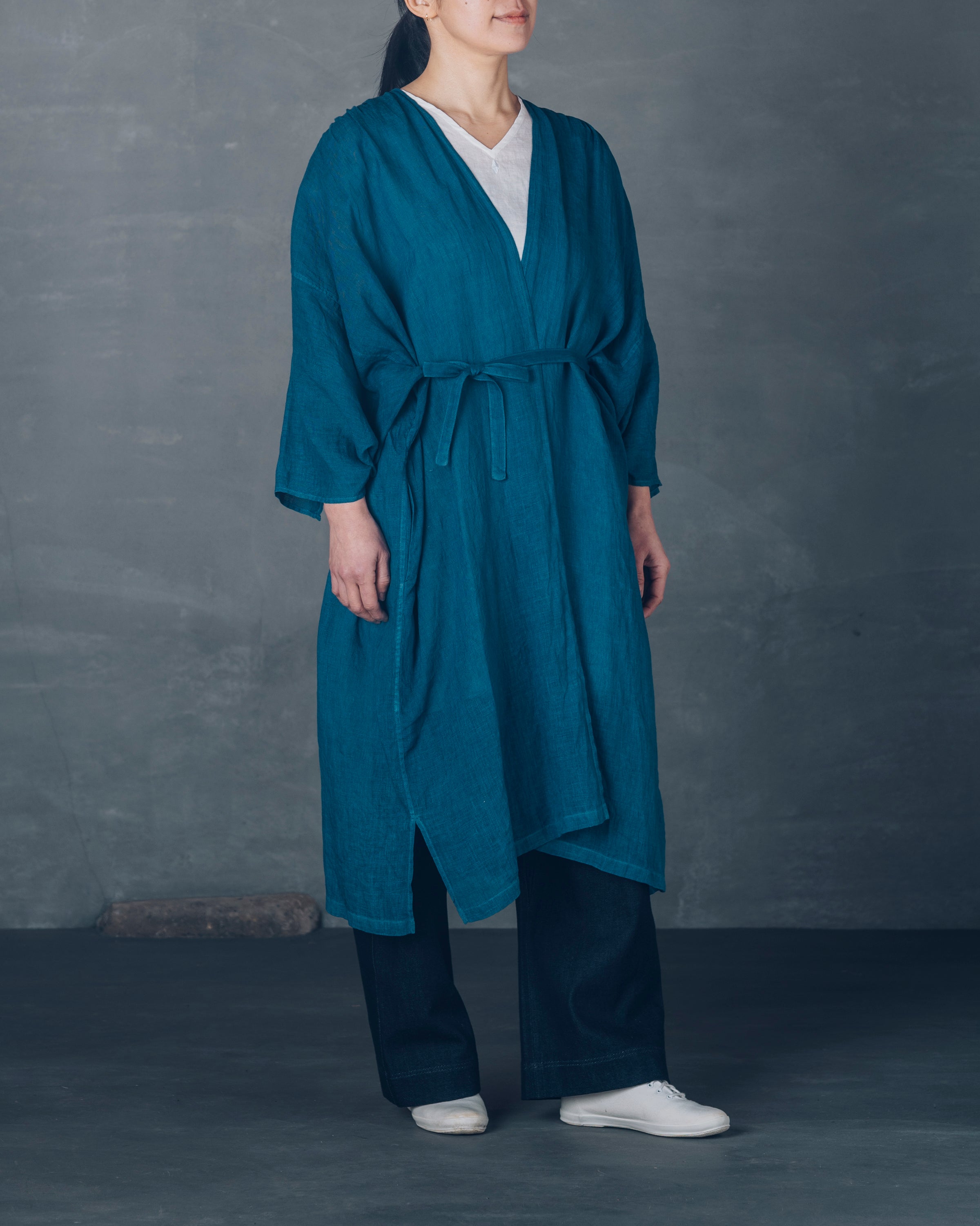 ［さっくり羽織］リネンガーゼ/いとしろ藍ダーク