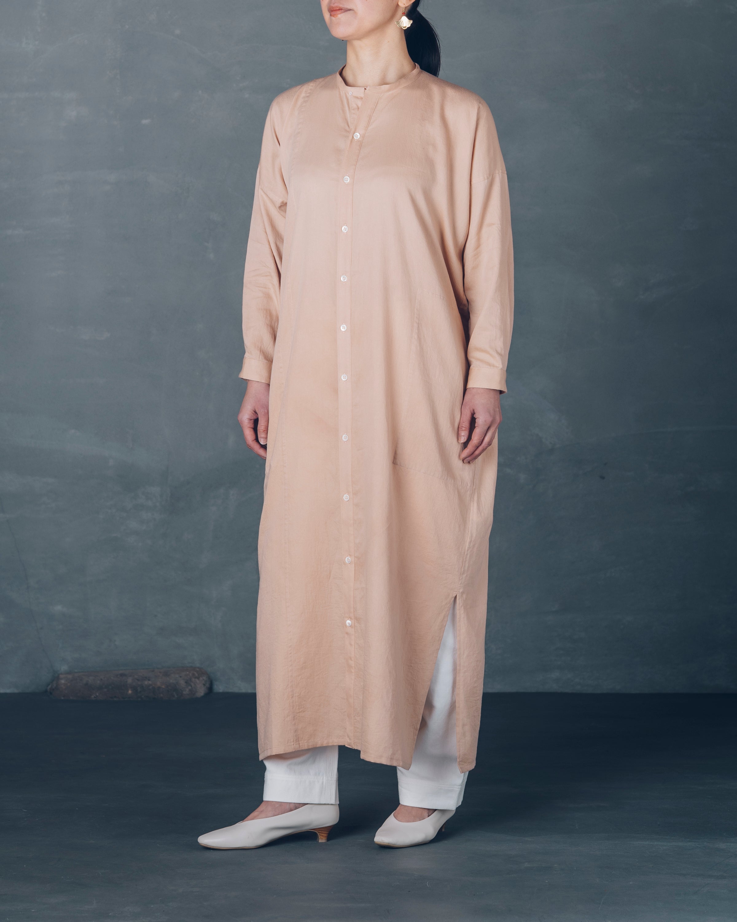 [越前ワンピース]マキシ/OCサテン/桜ピンク