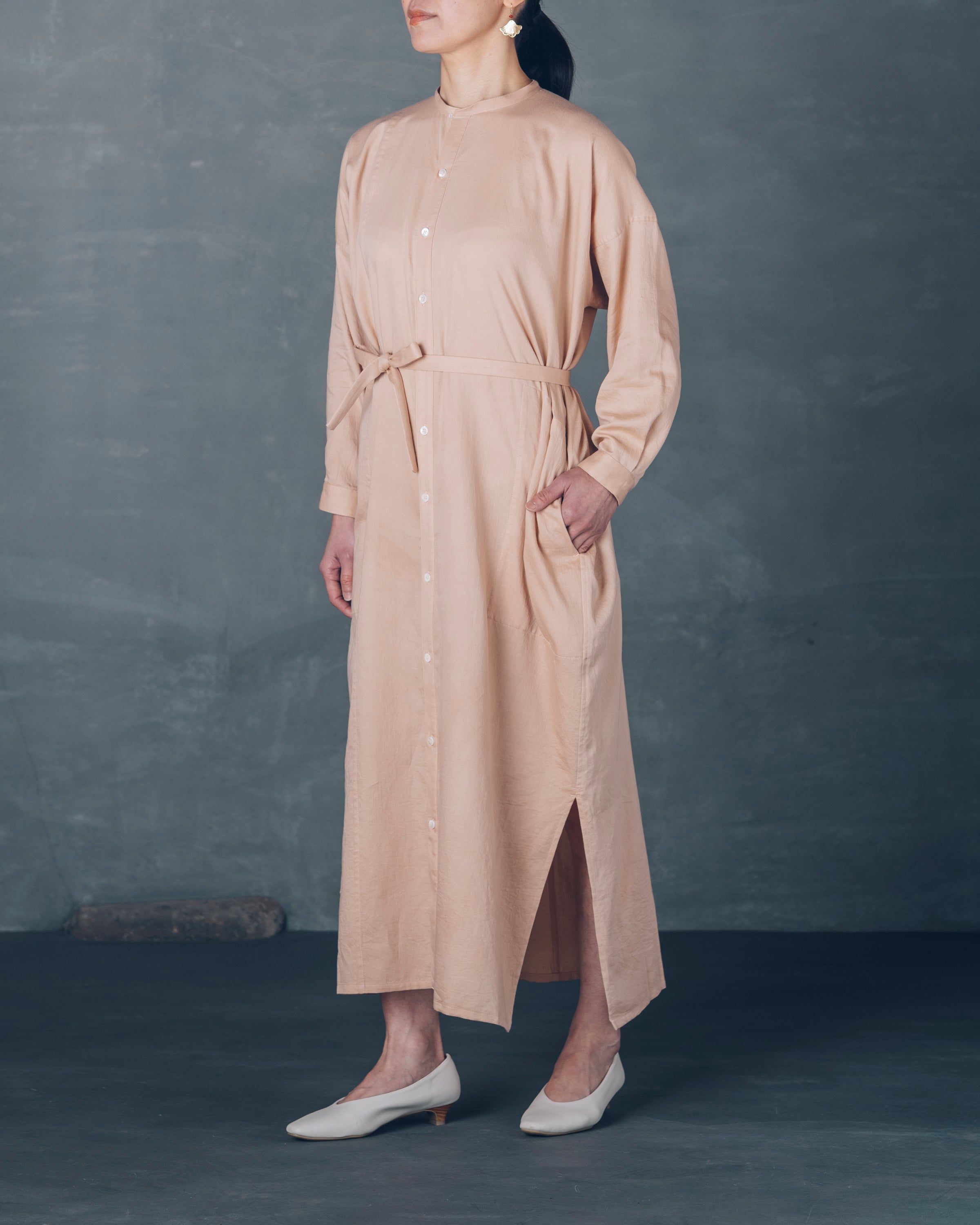 [越前ワンピース]マキシ/OCサテン/桜ピンク