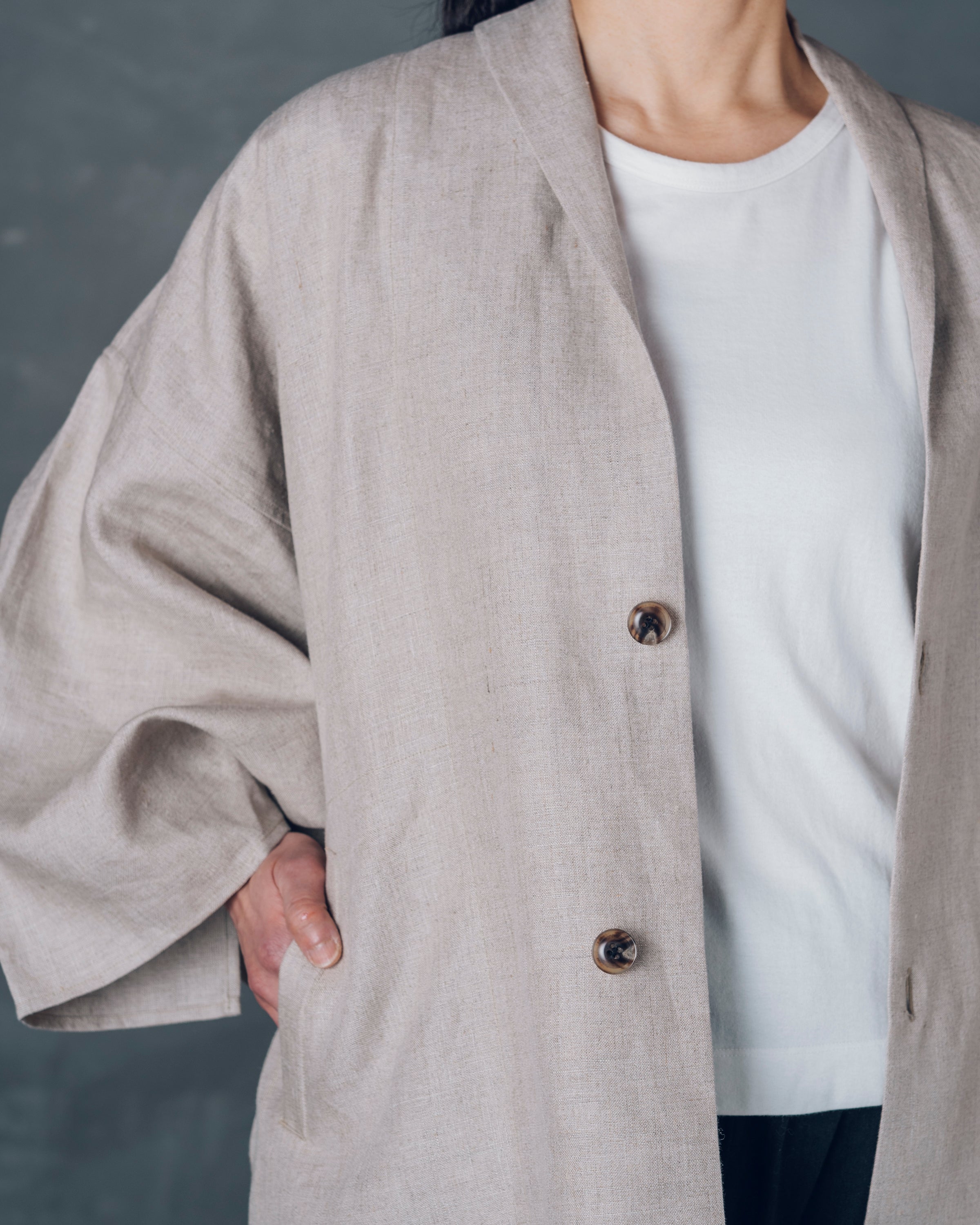 ［もじり袖羽織］リネン/キナリ