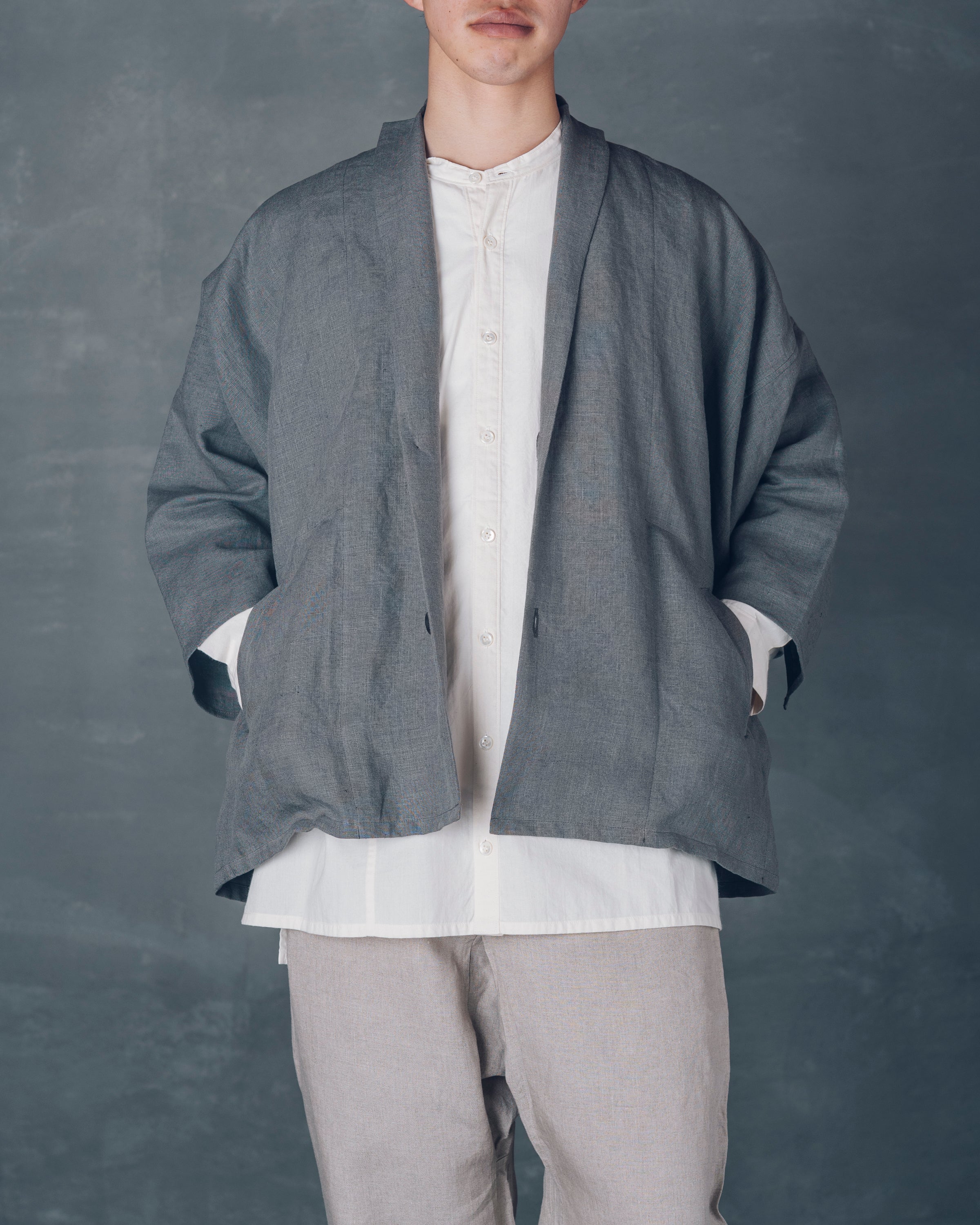 ［もじり袖羽織］リネン/栗グレー