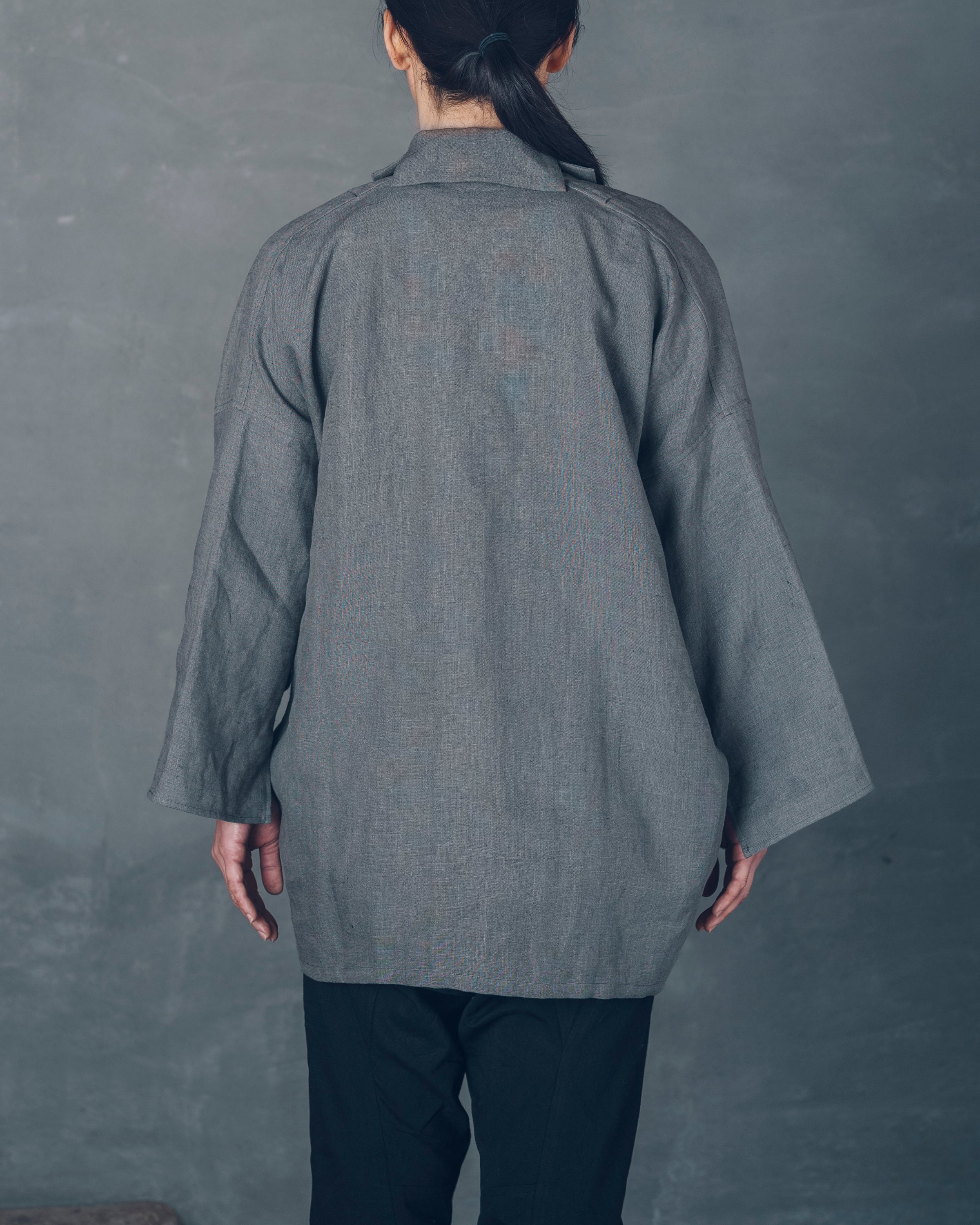 ［もじり袖羽織］リネン/栗グレー