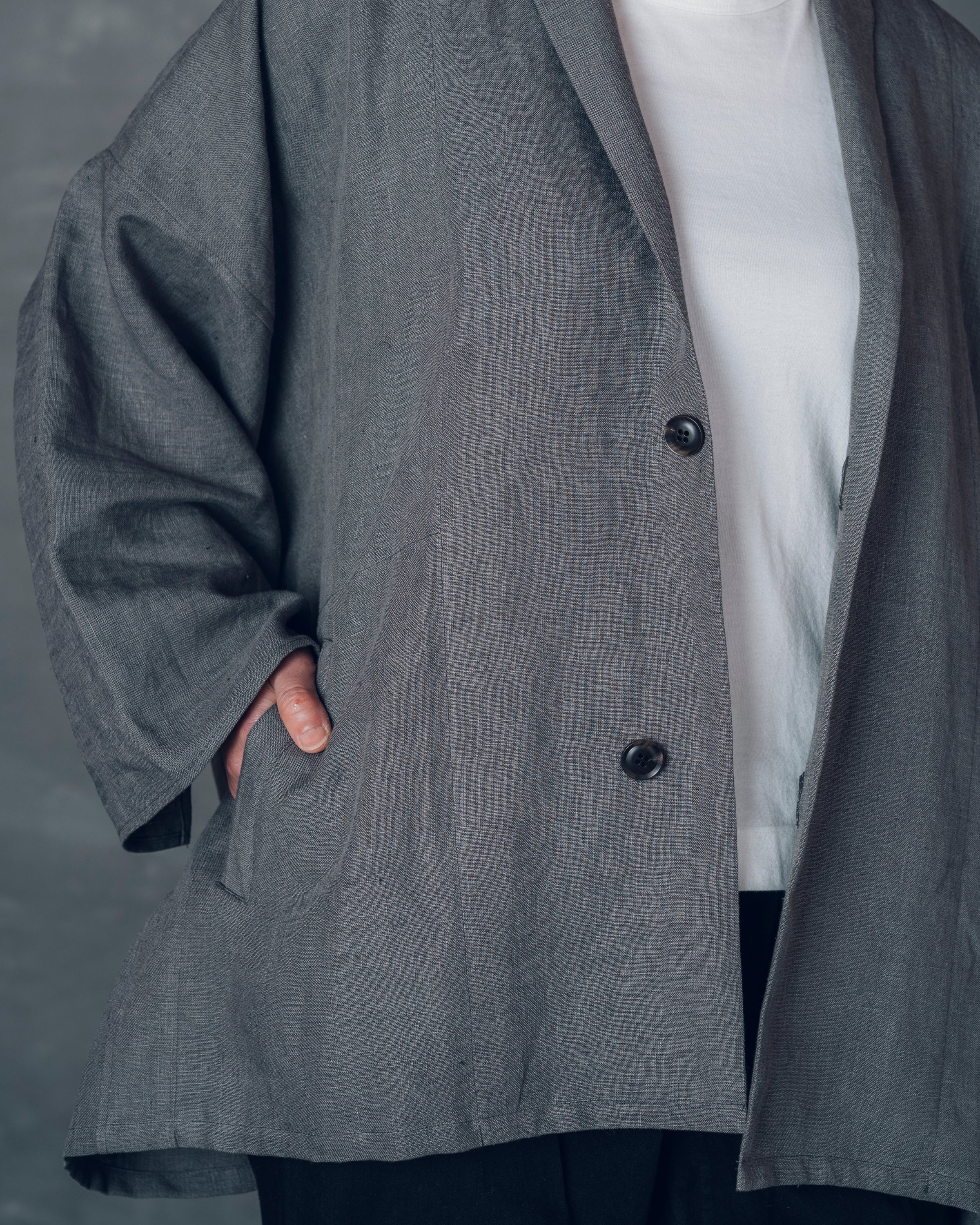 ［もじり袖羽織］リネン/栗グレー