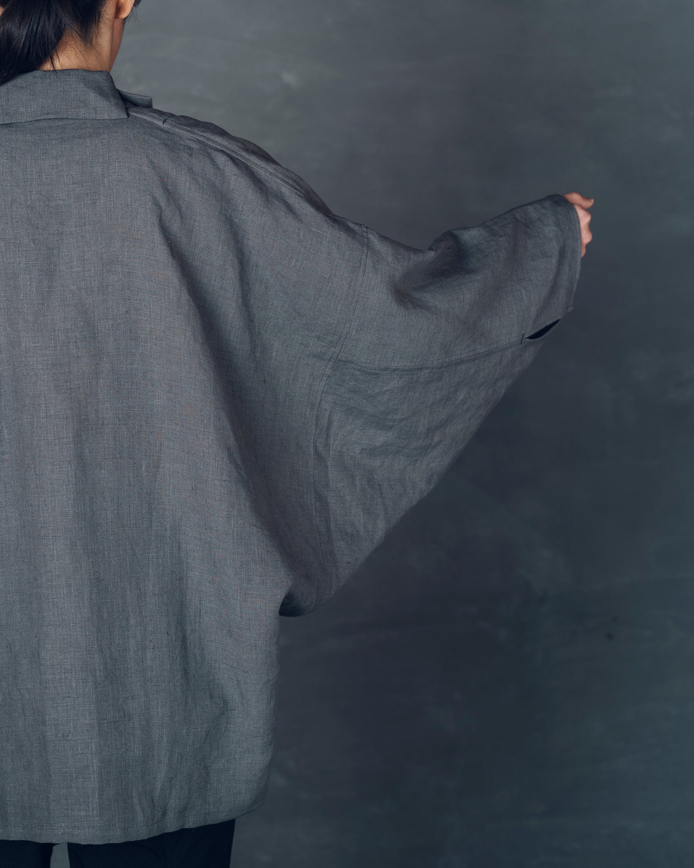 ［もじり袖羽織］リネン/栗グレー