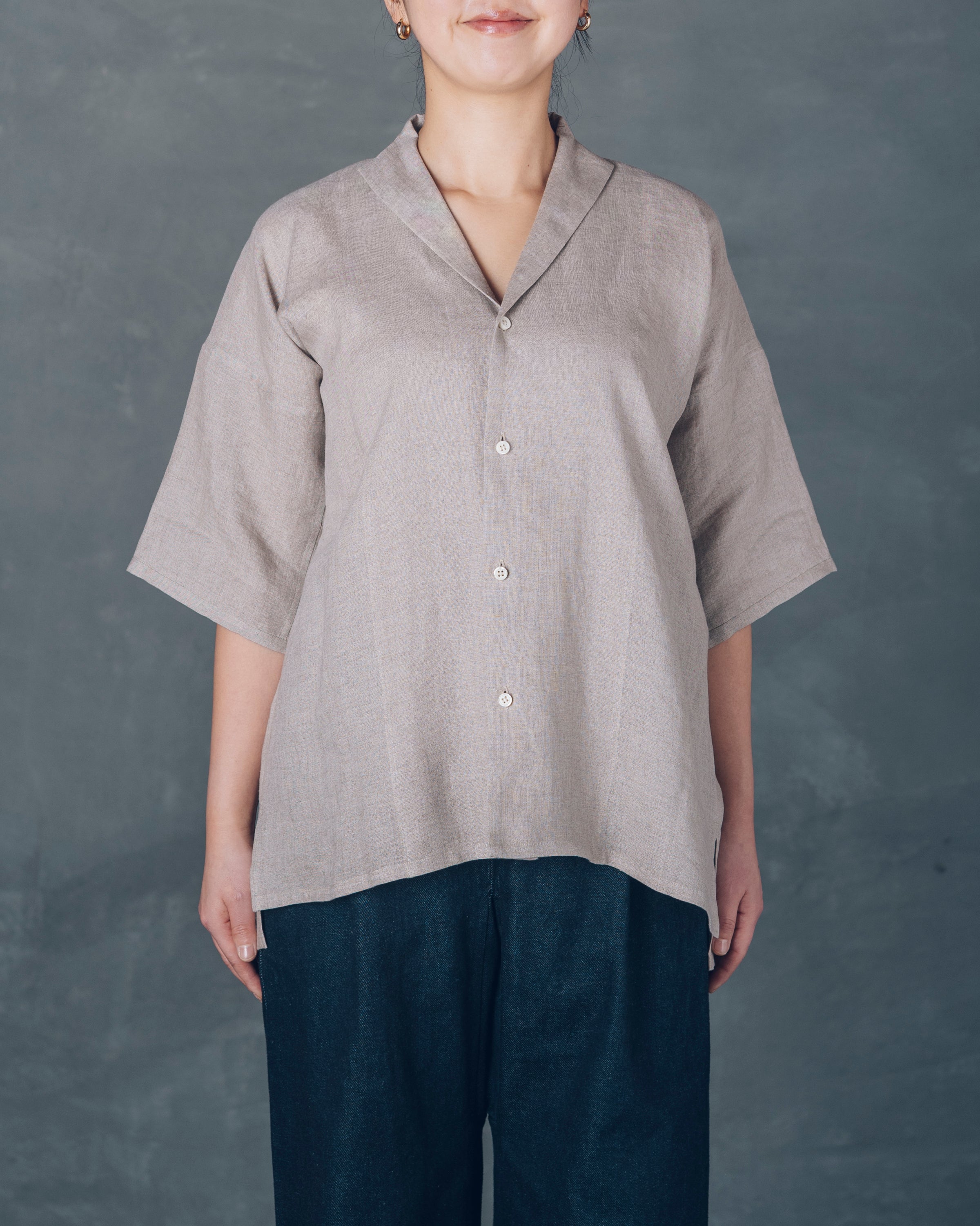 ［3枚袖シャツ］リネン/生成り