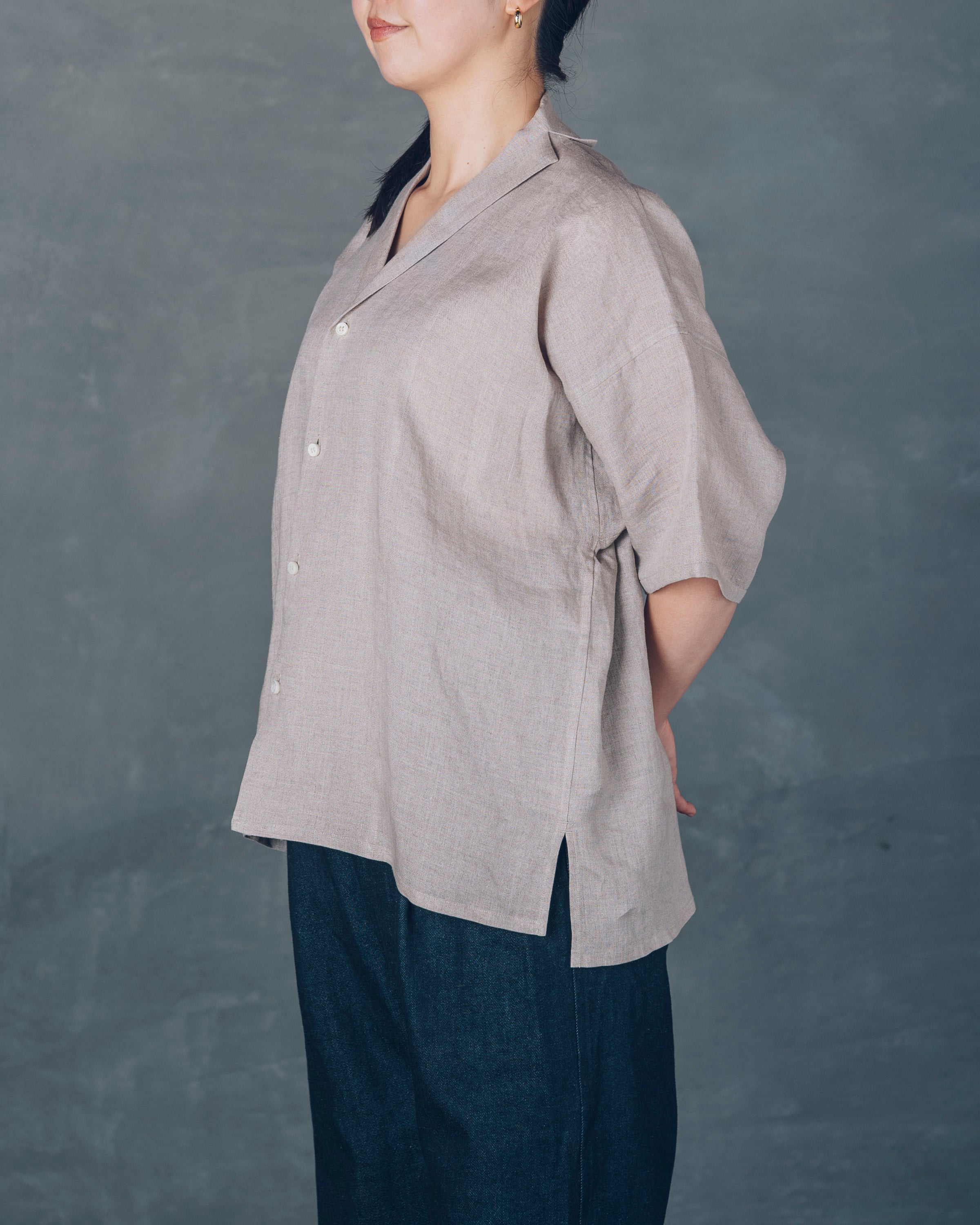 ［3枚袖シャツ］リネン/生成り