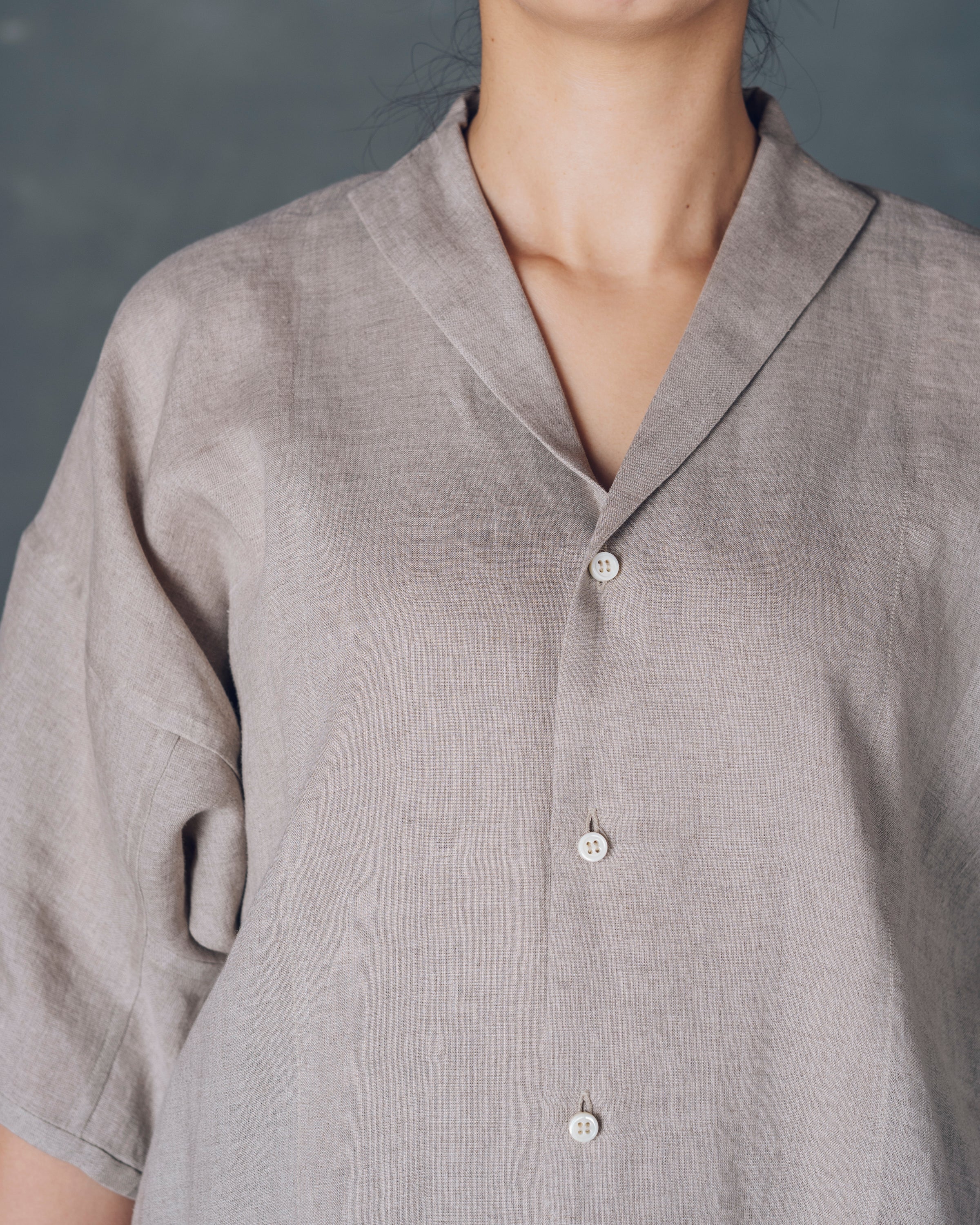 ［3枚袖シャツ］リネン/生成り