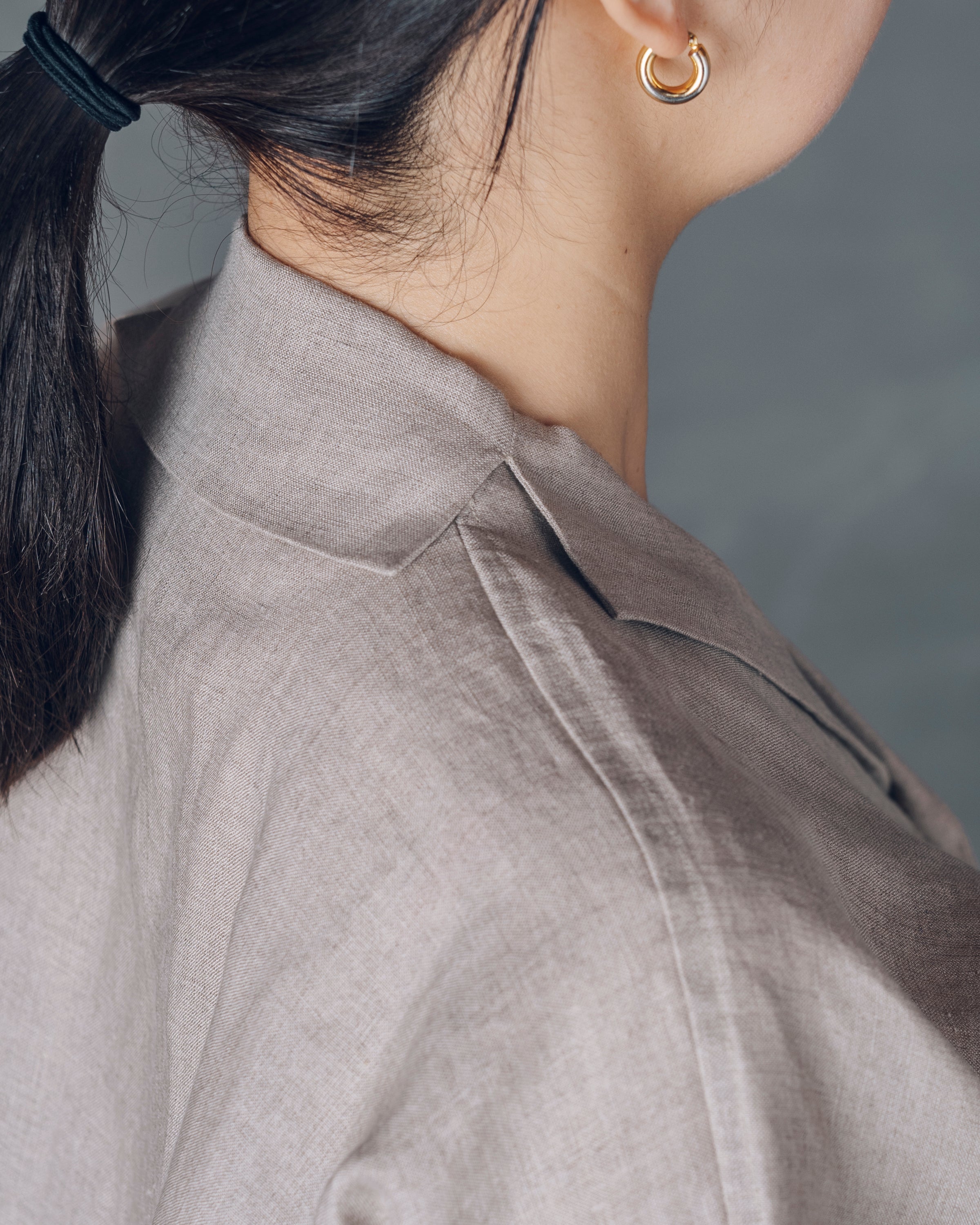 ［3枚袖シャツ］リネン/生成り