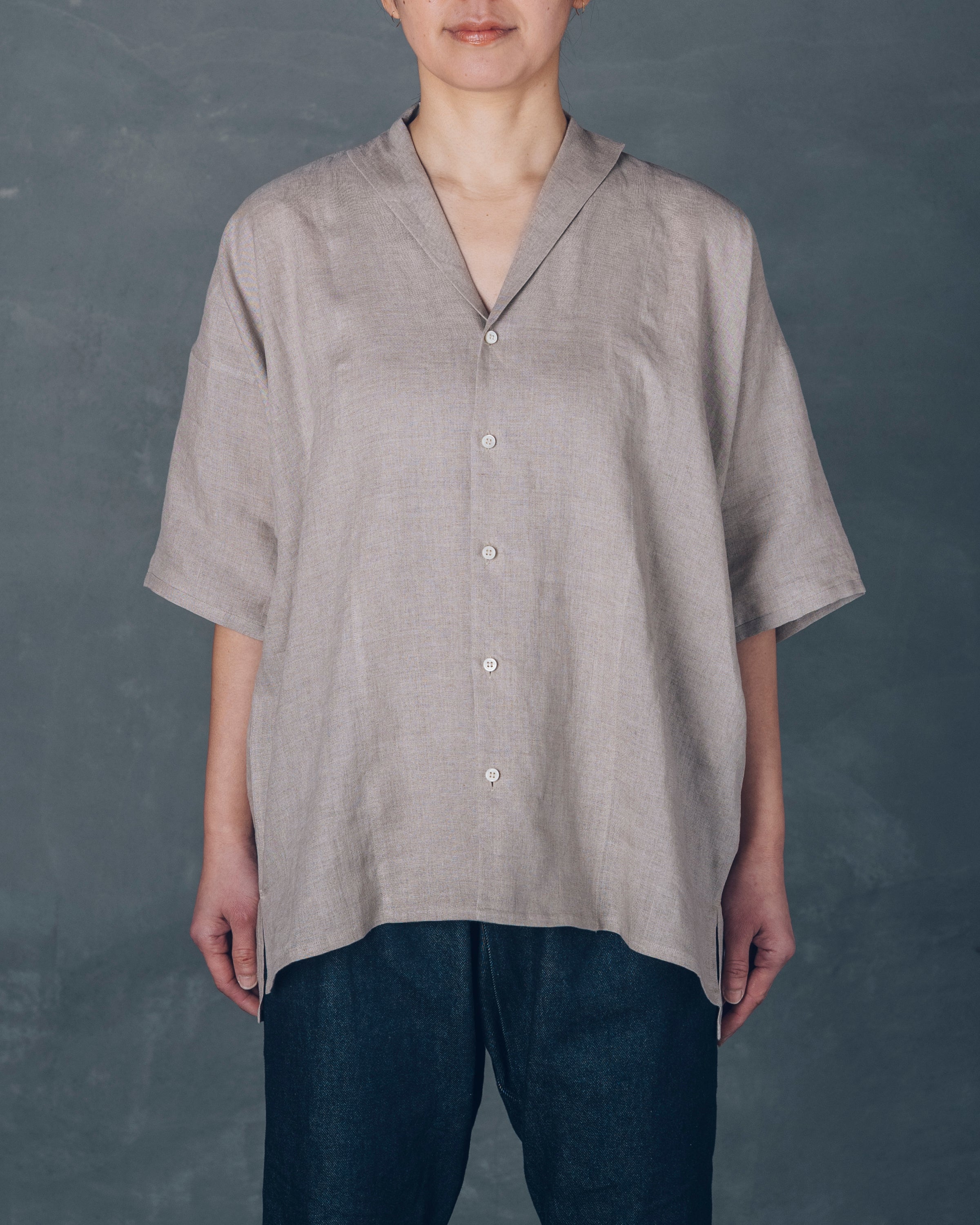 ［3枚袖シャツ］リネン/生成り