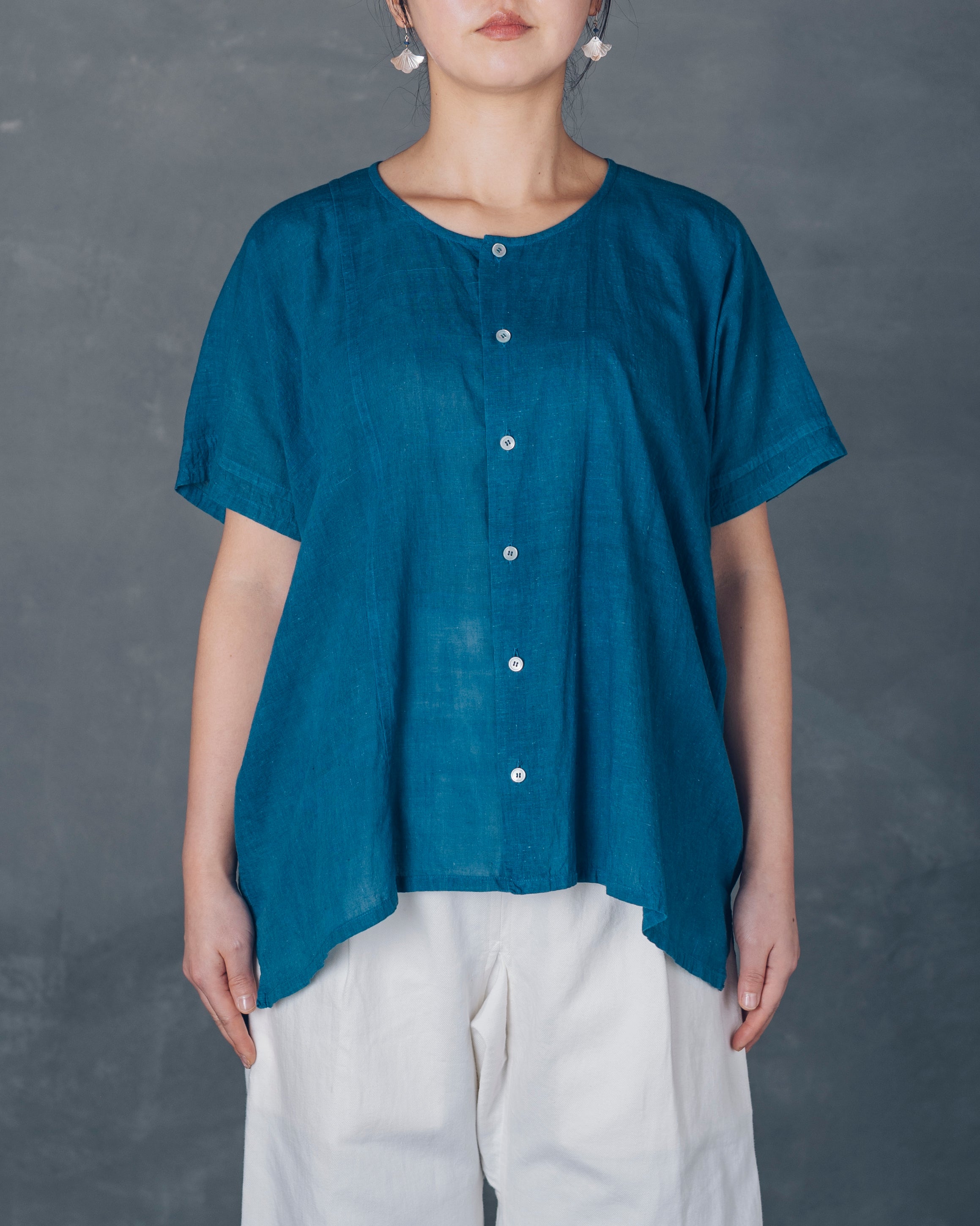 ［越前半袖シャツ］カディコットン/いとしろ藍ダーク