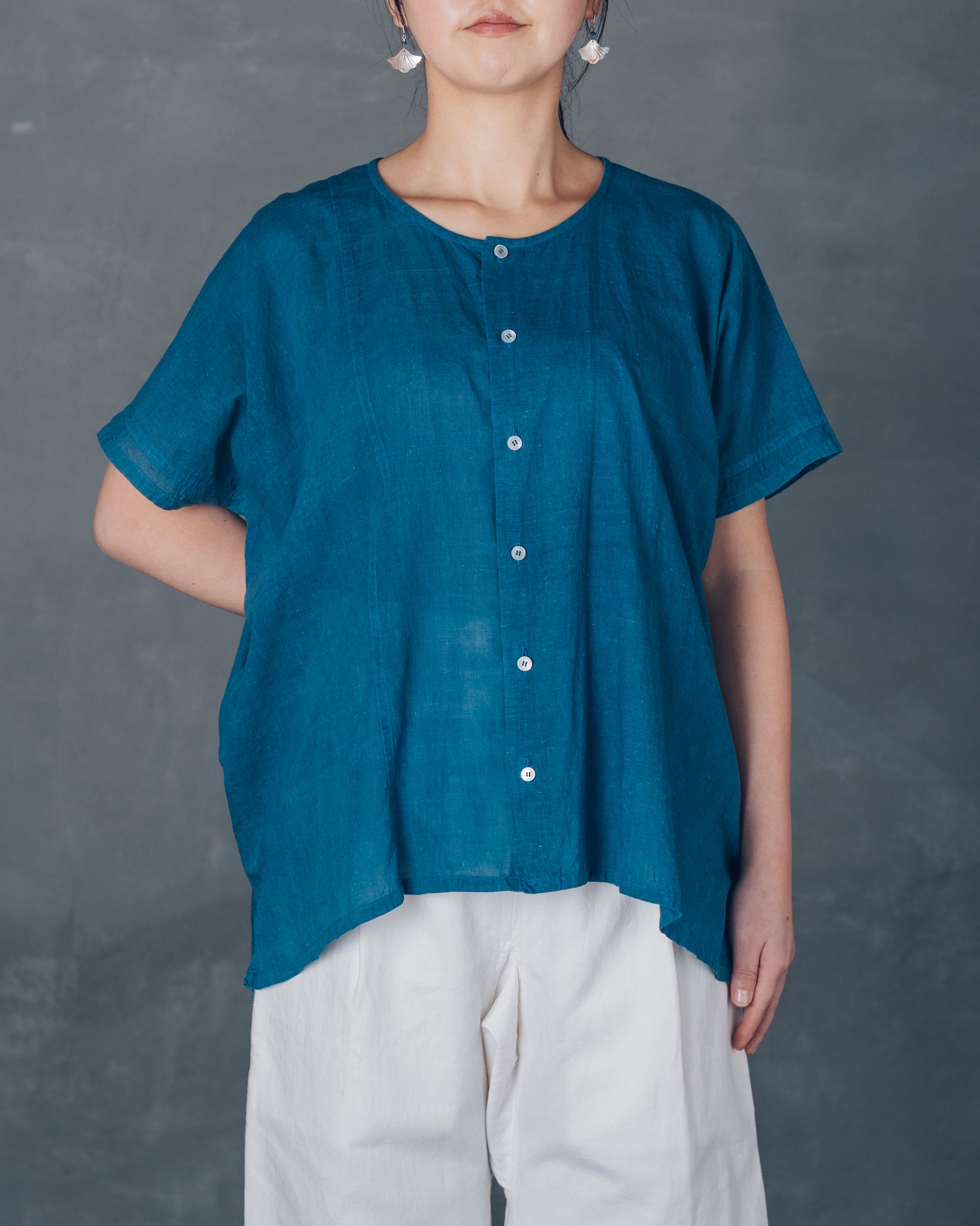 ［越前半袖シャツ］カディコットン/いとしろ藍ダーク